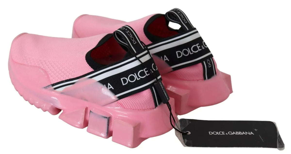 Dolce & Gabbana Pink Low Top Sorrento Sneakers Slip On Casual Shoes
