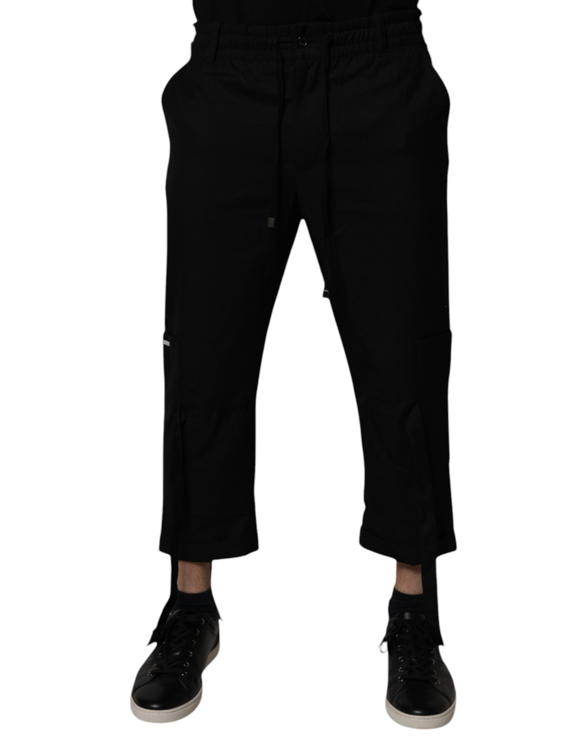 Dolce & Gabbana Black Polyester Men Cropped Pants Dolce & Gabbana