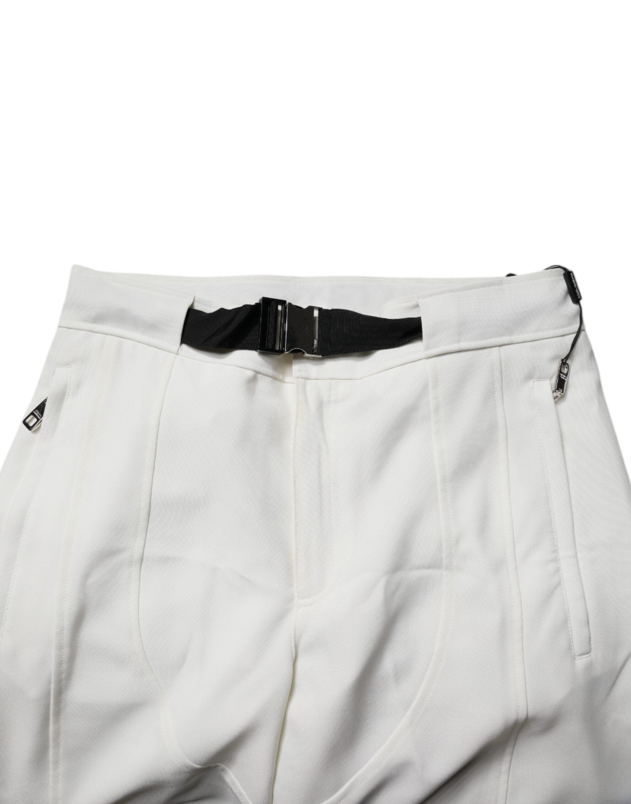 Dolce & Gabbana White Mid Waist Wide Leg Pants Dolce & Gabbana