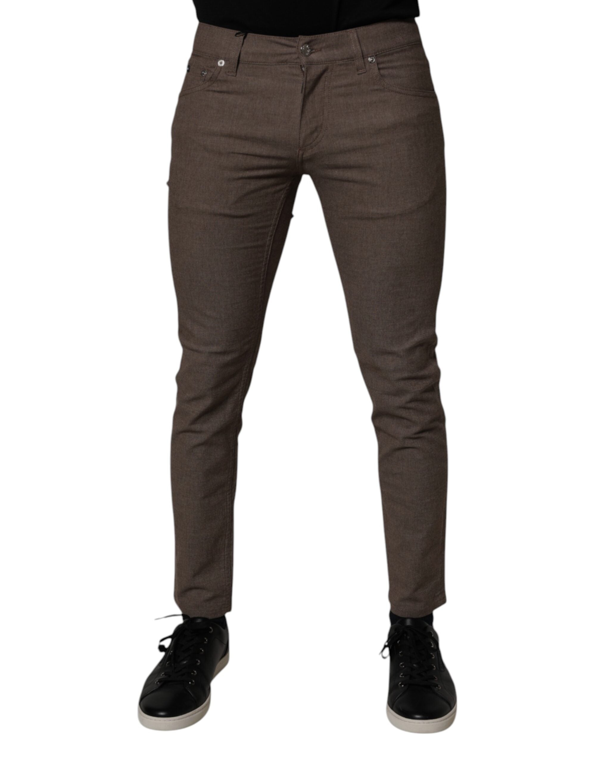 Dolce & Gabbana Brown Cotton Stretch Chino Pants Dolce & Gabbana