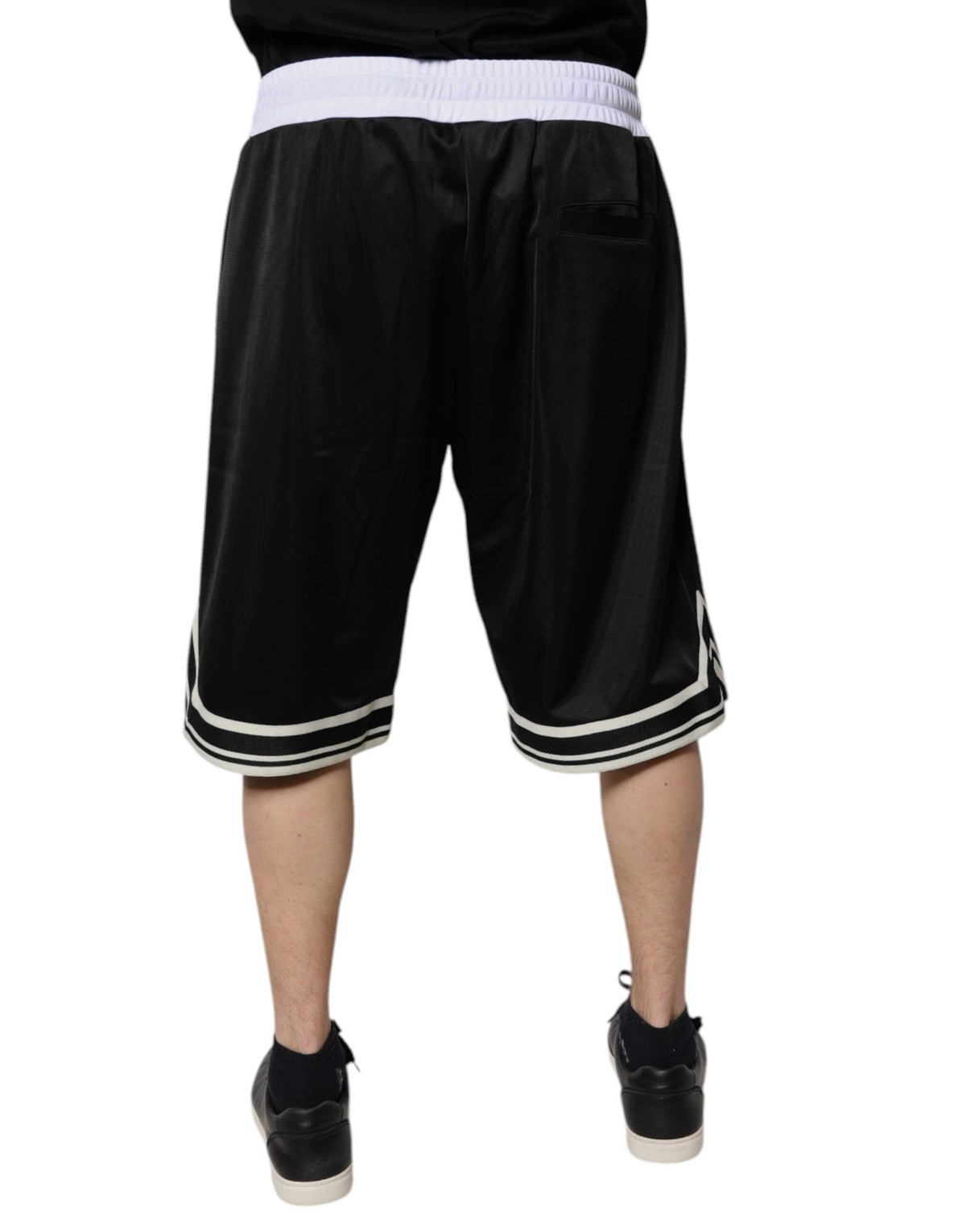 Dolce & Gabbana Black White Men Bermuda Sweatshorts Shorts