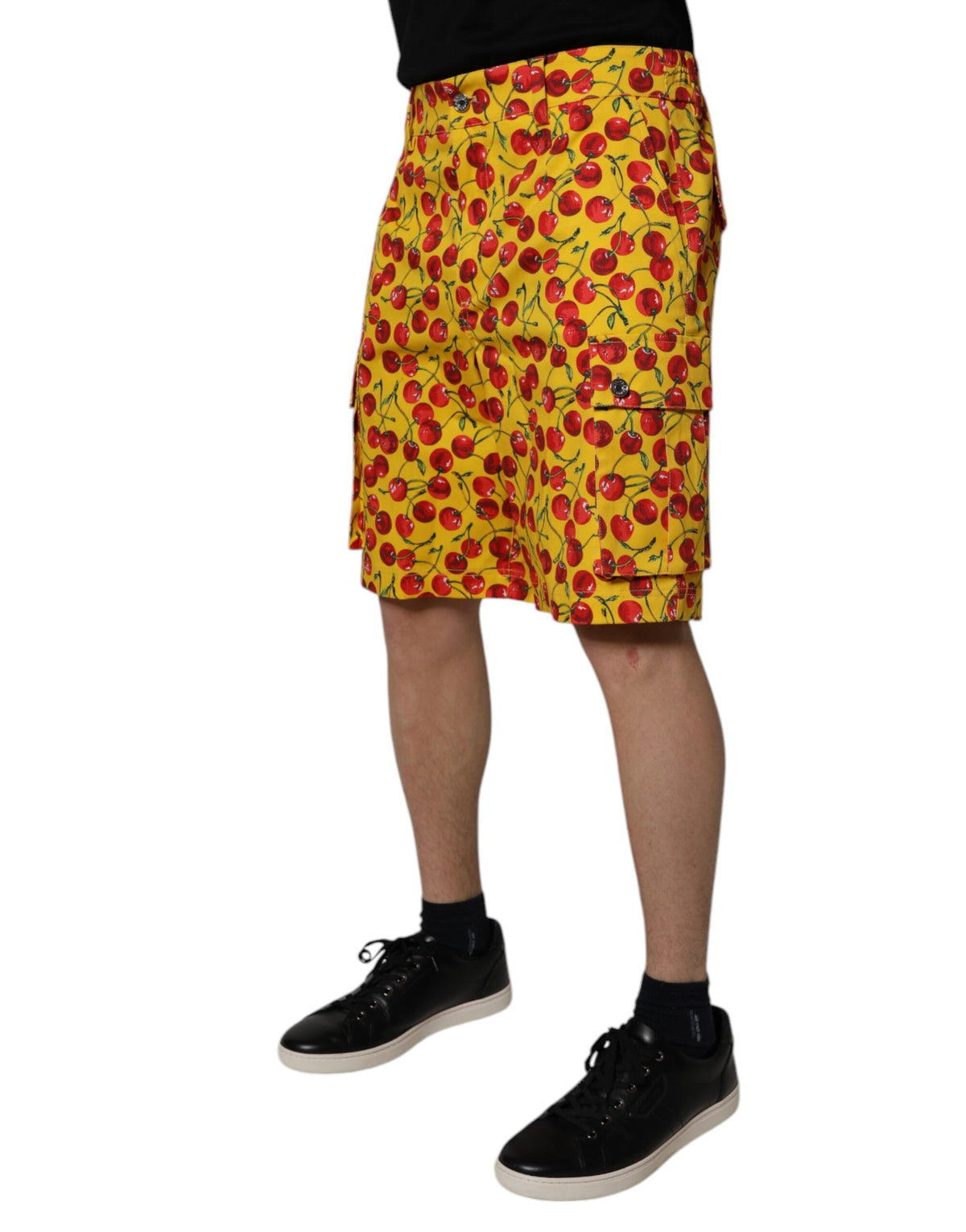 Dolce & Gabbana Yellow Cherry Print Cotton Men Bermuda Shorts
