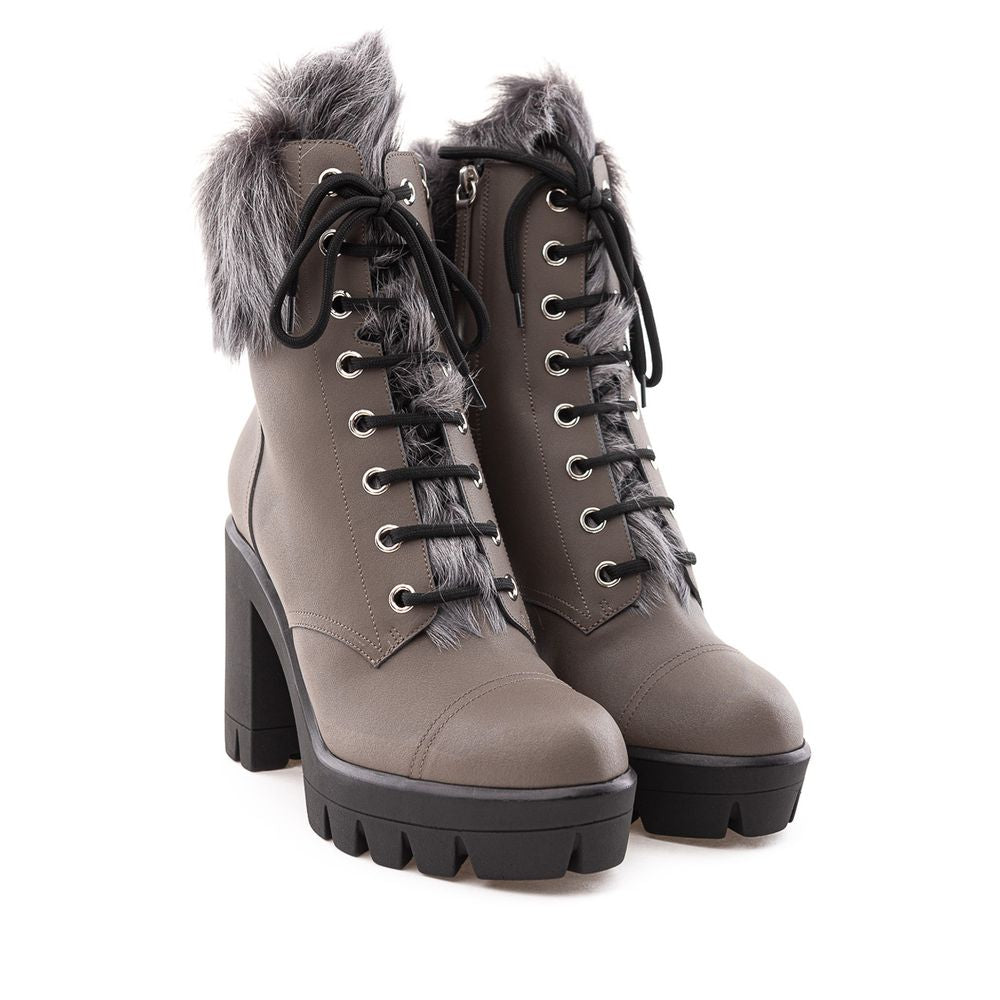 Giuseppe Zanotti Beige Eco Leather Lace-Up Boots Giuseppe Zanotti