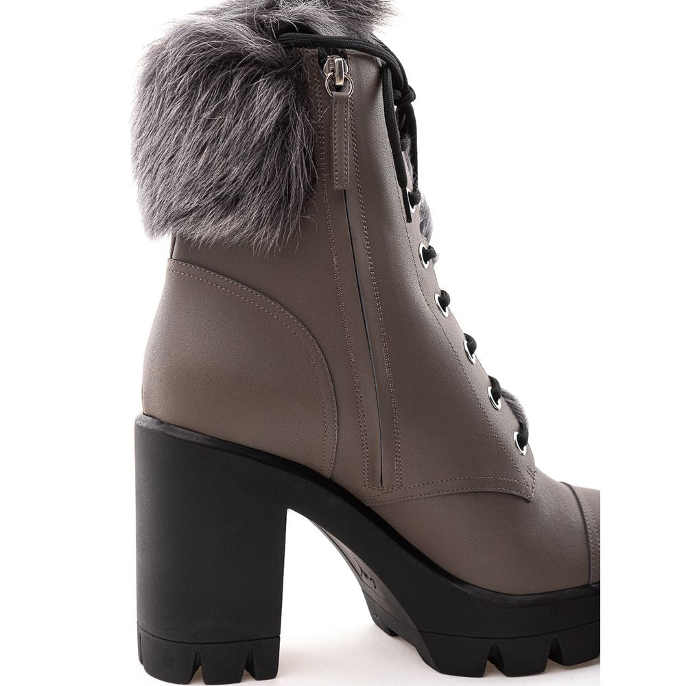 Giuseppe Zanotti Beige Eco Leather Lace-Up Boots Giuseppe Zanotti