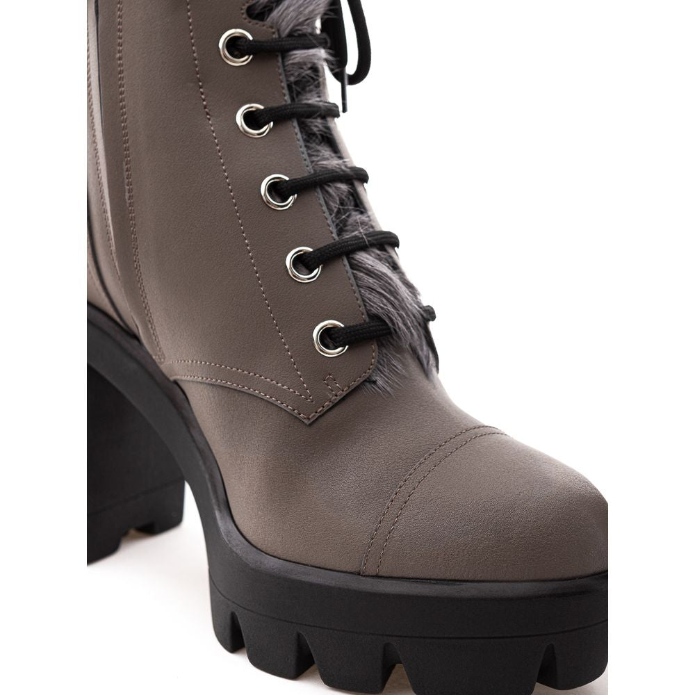 Giuseppe Zanotti Beige Eco Leather Lace-Up Boots Giuseppe Zanotti