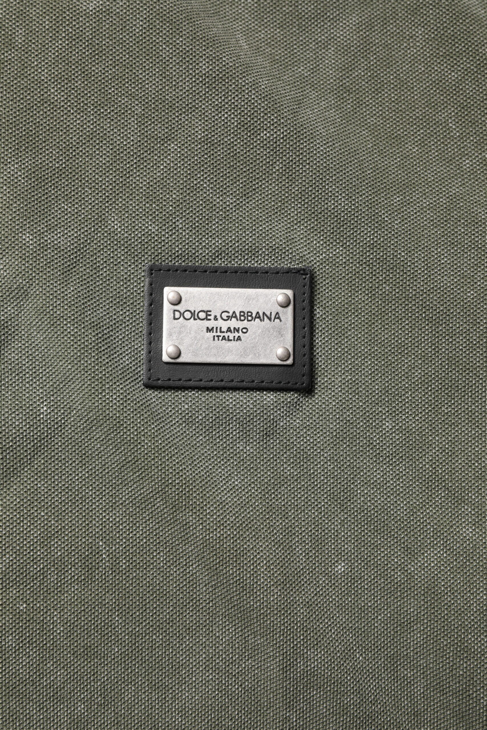 Dolce & Gabbana Army Green Logo Plaque Cotton Polo Shirt T-shirt Dolce & Gabbana
