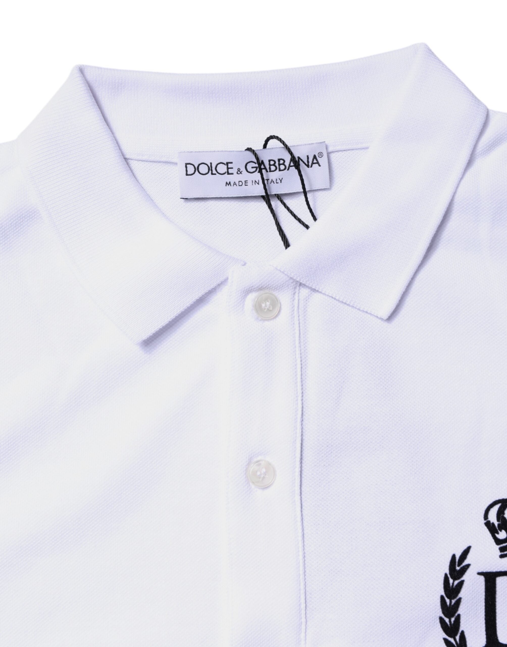 Dolce & Gabbana White Cotton Crown Collared Men Polo T-shirt Dolce & Gabbana