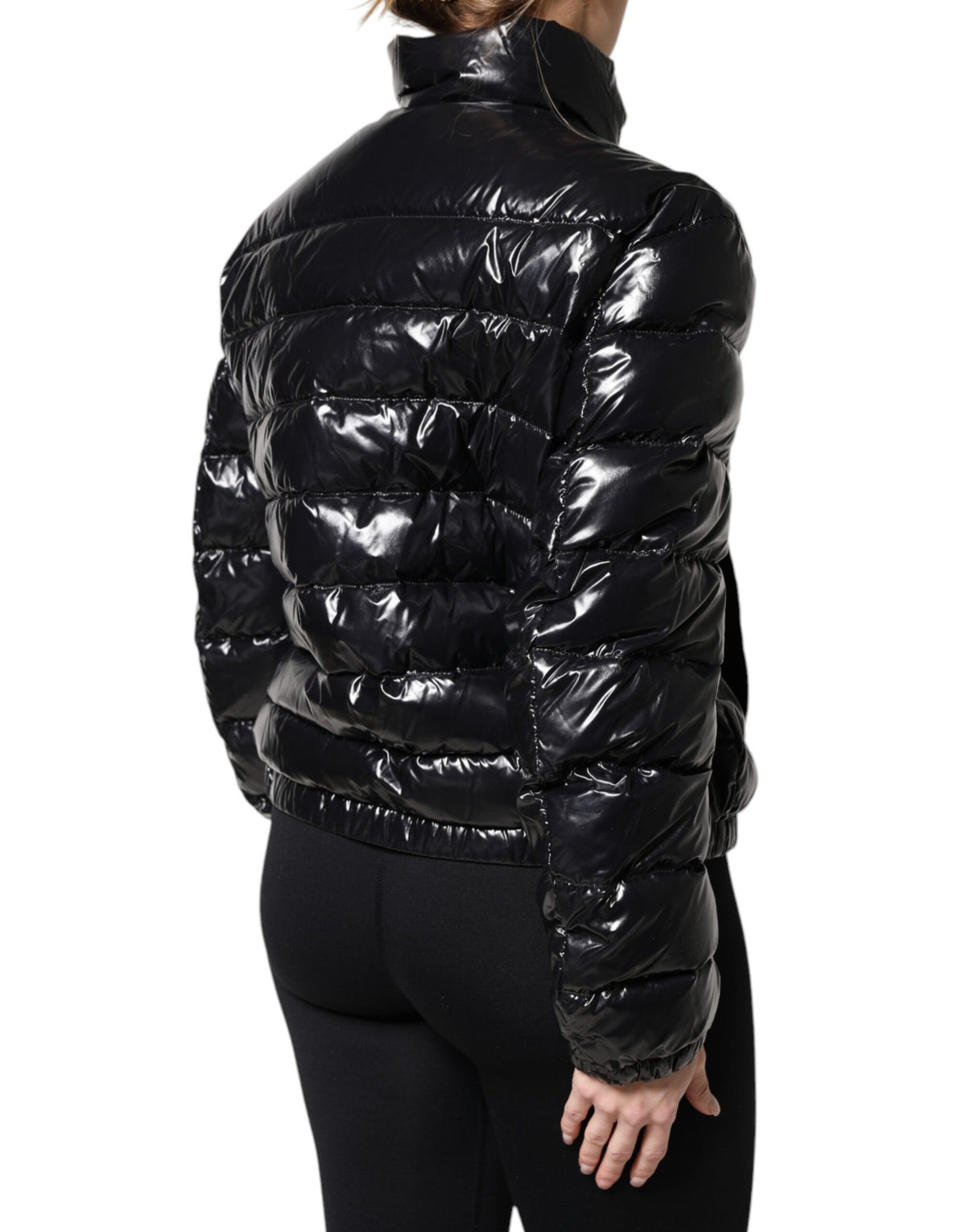 Dolce & Gabbana Black Logo Plaque Full Zip Puffer Jacket