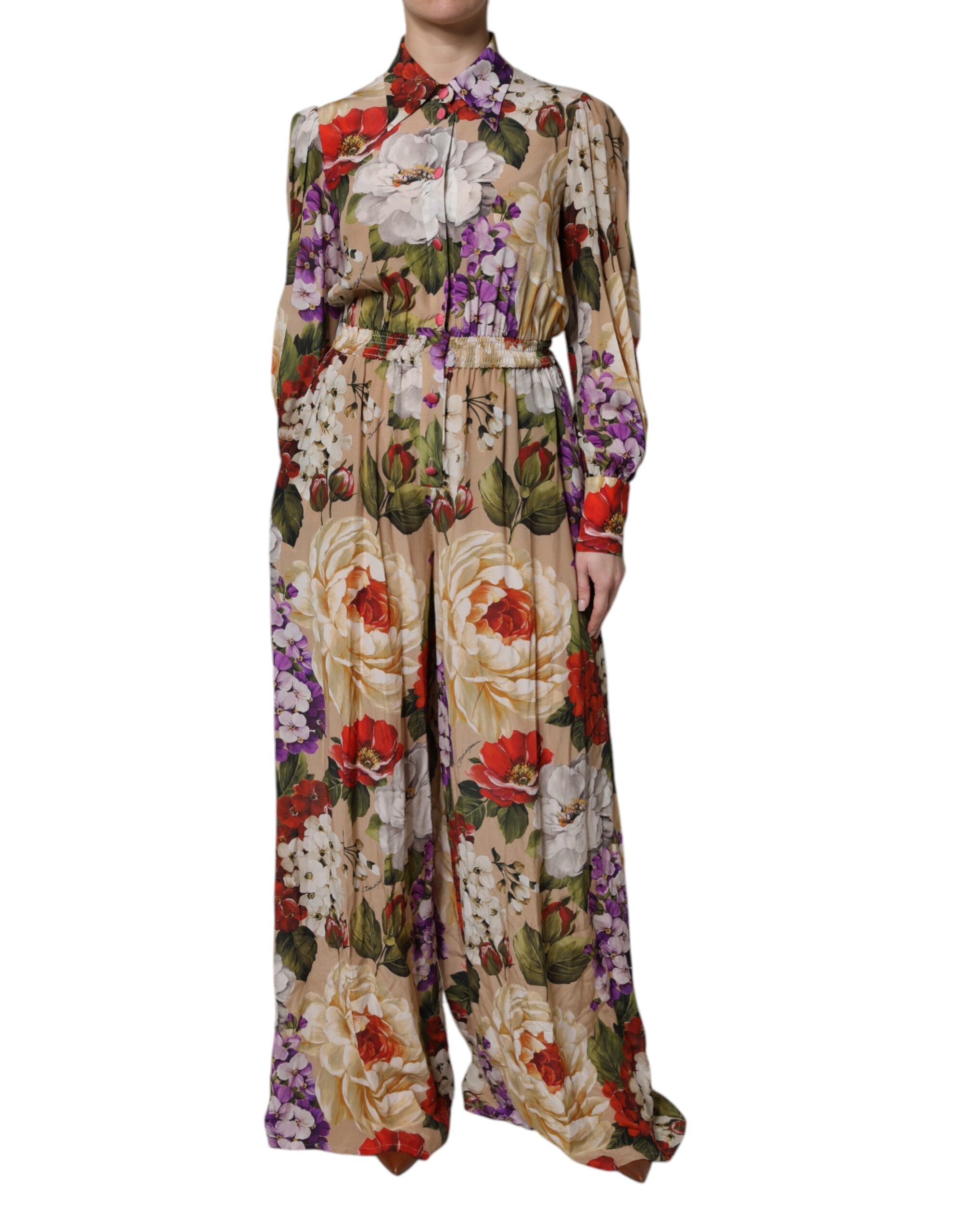 Dolce & Gabbana Multicolor Floral Wide Leg Jumpsuit Dress Dolce & Gabbana