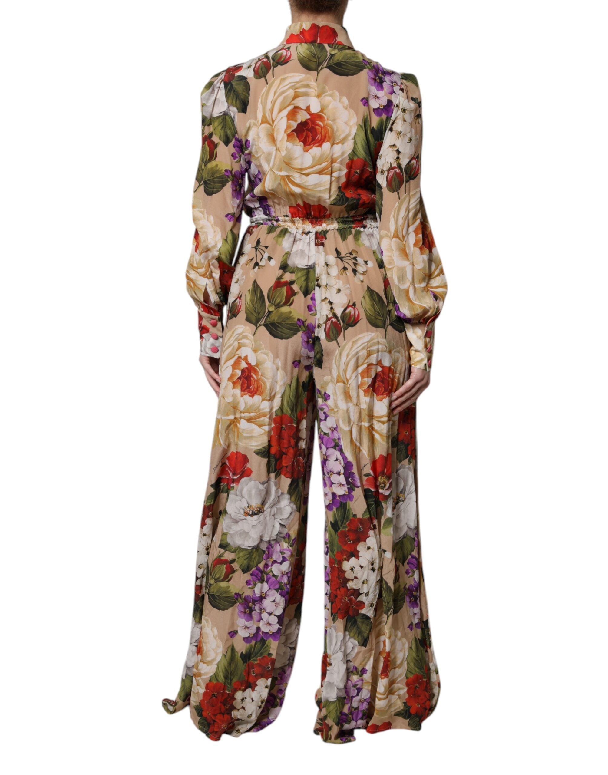 Dolce & Gabbana Multicolor Floral Wide Leg Jumpsuit Dress Dolce & Gabbana