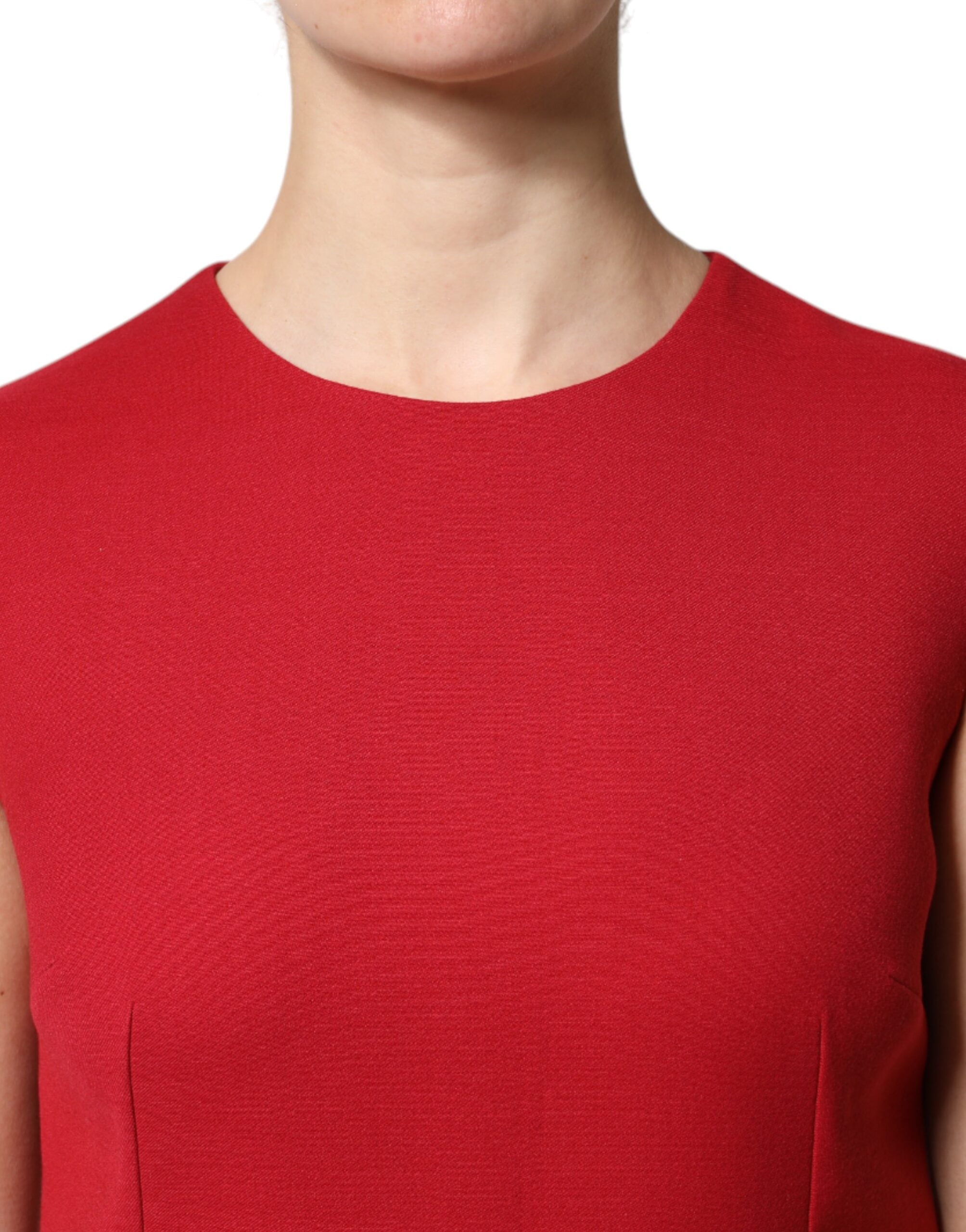 Dolce & Gabbana Red Wool Sleeveless Knee Length A-line Dress Dolce & Gabbana