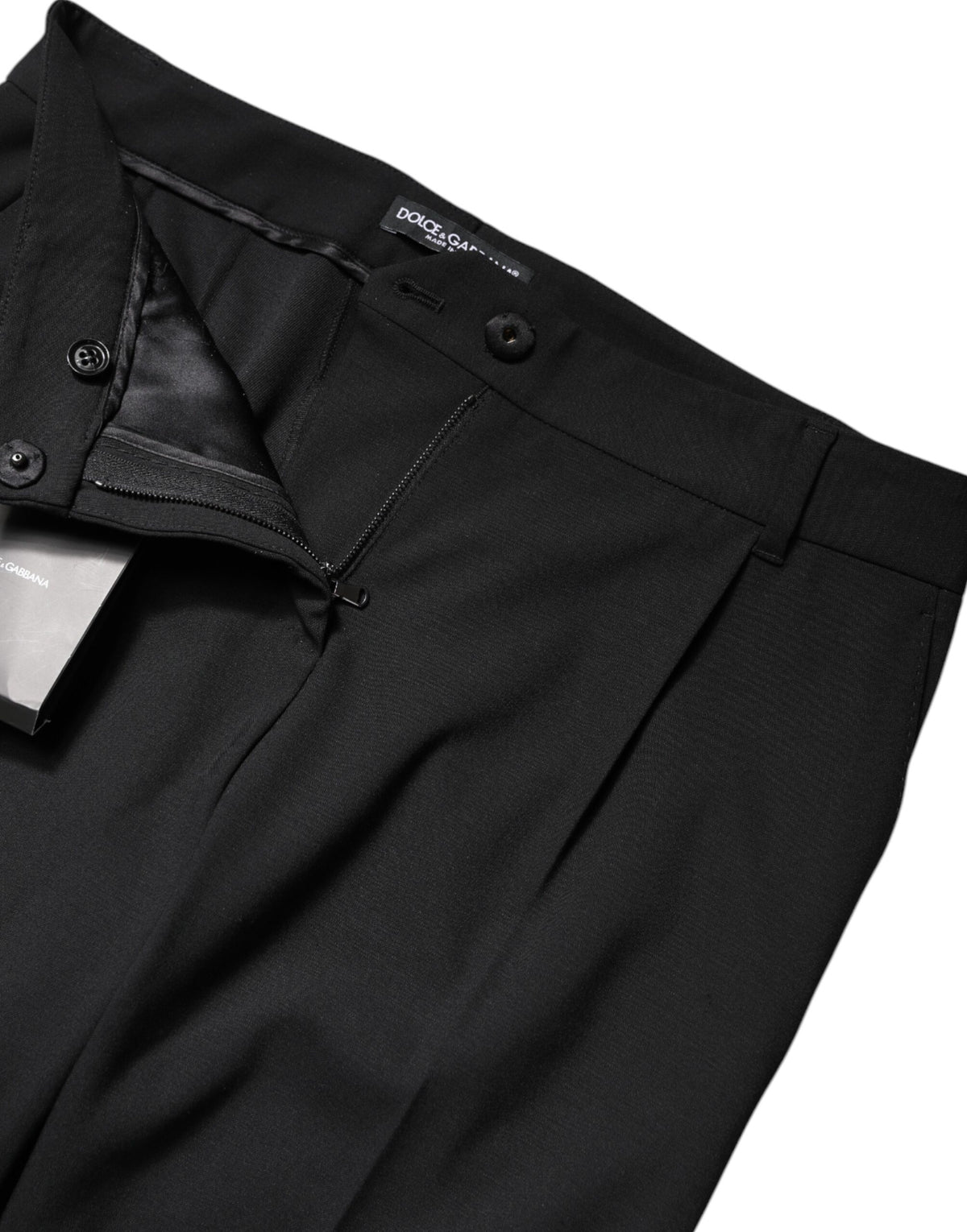 Dolce & Gabbana Black Wool High Waist Boot Cut Dress Pants