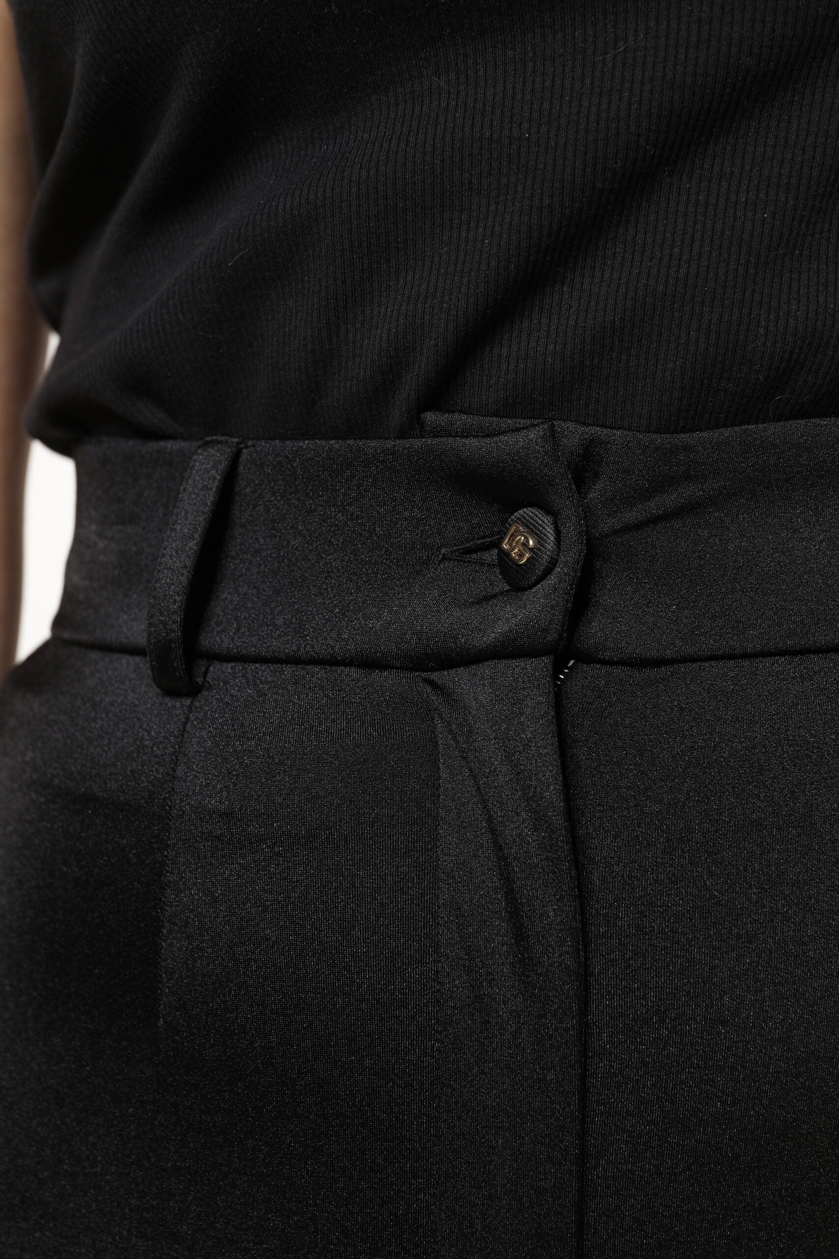 Dolce & Gabbana Black Nylon High Waist Slim Fit Pants Dolce & Gabbana