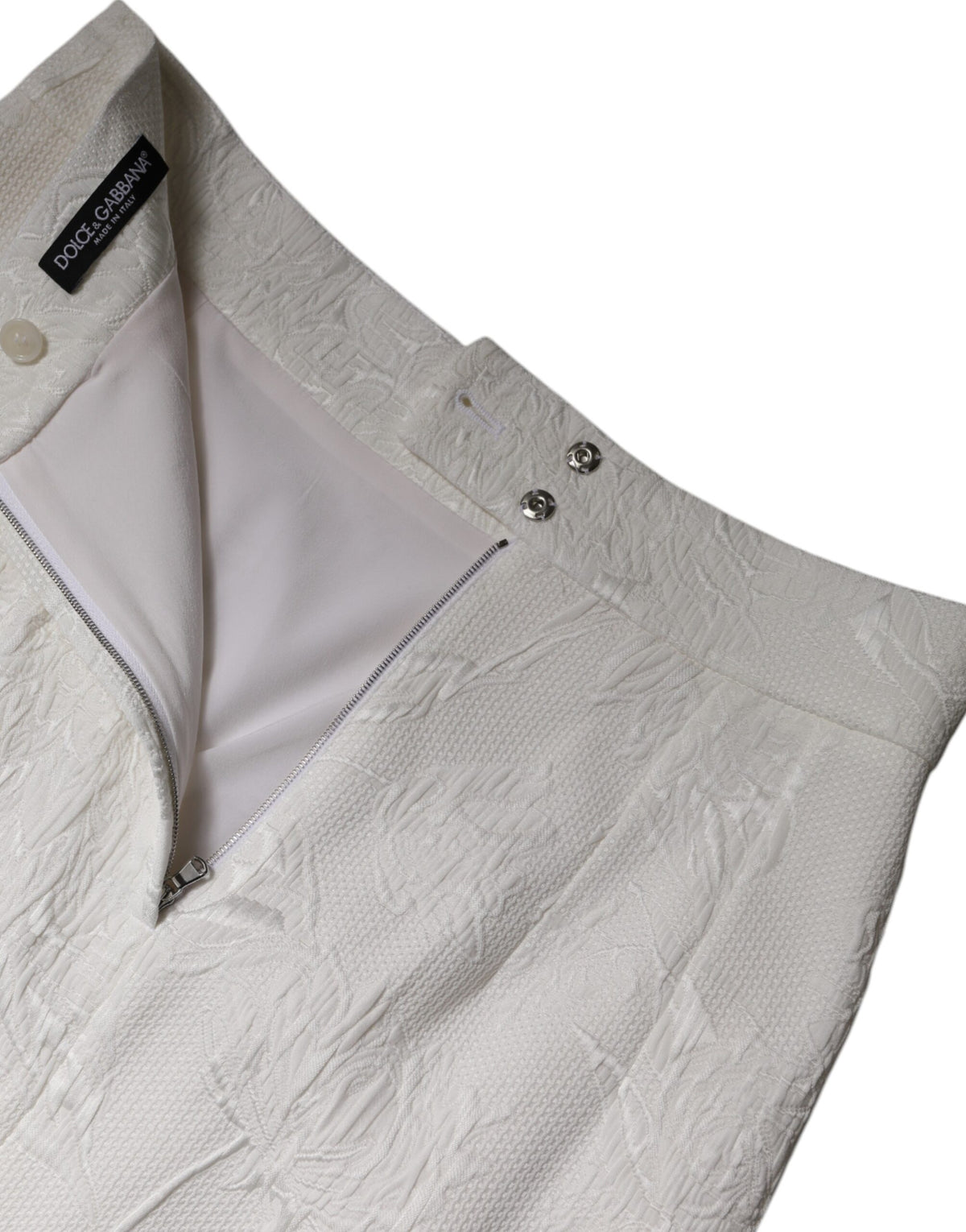 Dolce & Gabbana White High Waist Knee Length Pencil Skirt