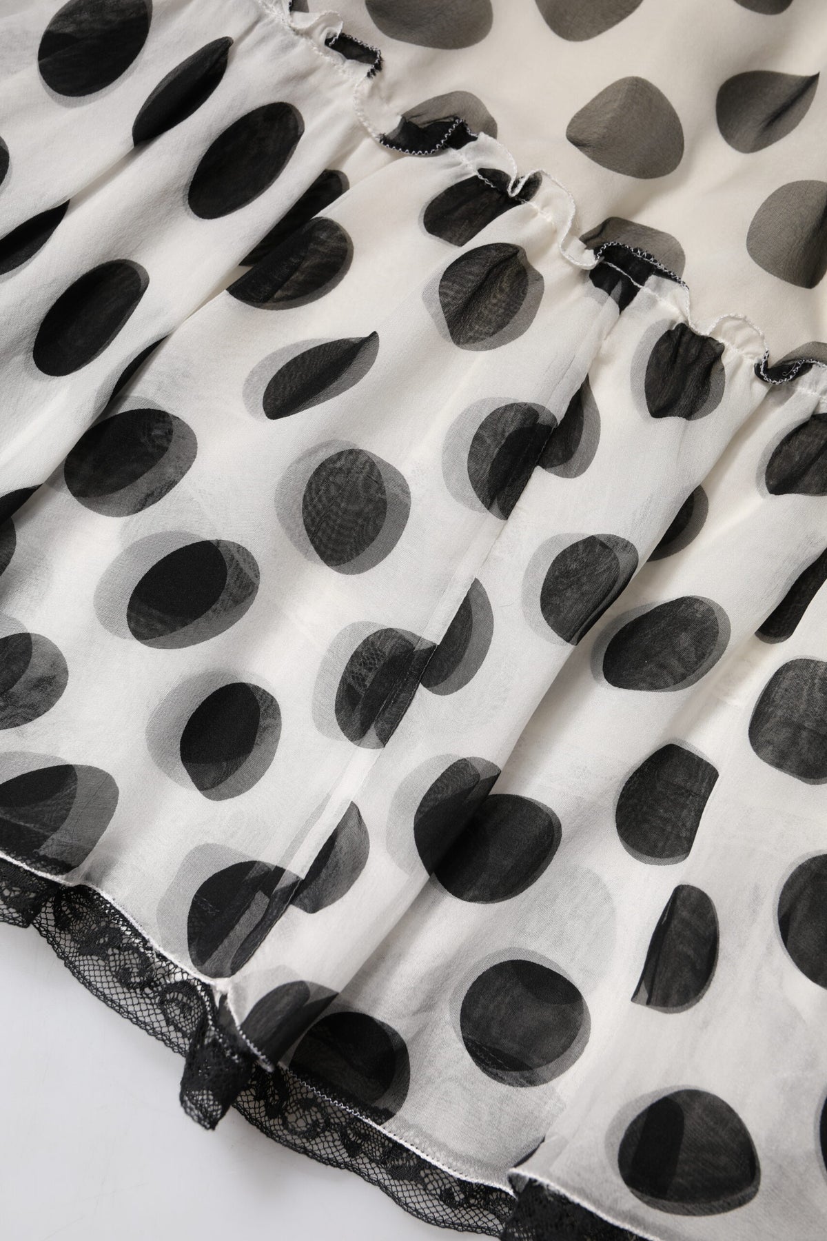 Dolce & Gabbana White Black Polka Dots Knee Length Skirt