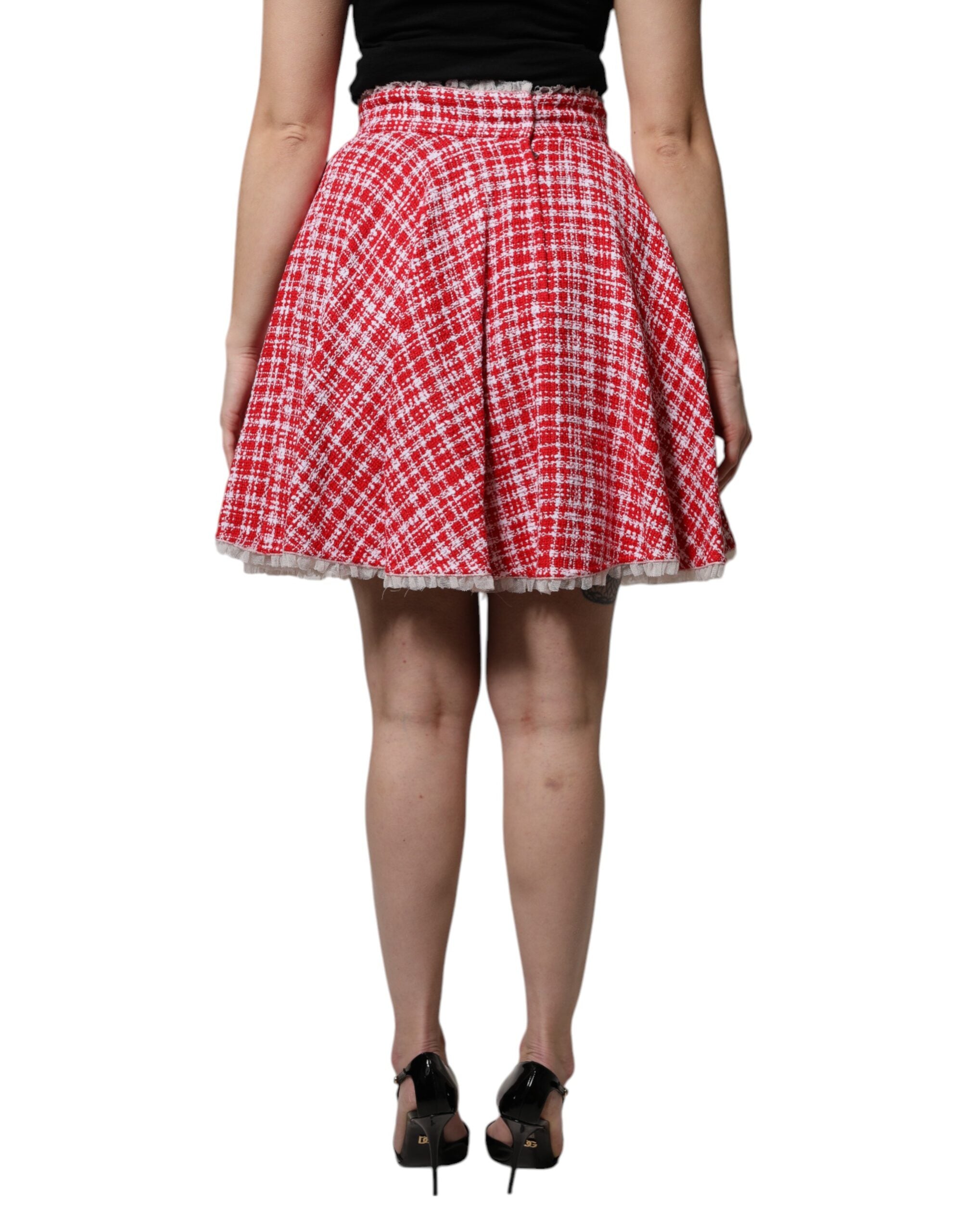 Dolce & Gabbana Red White High Waist A-line Above Knee Skirt Dolce & Gabbana