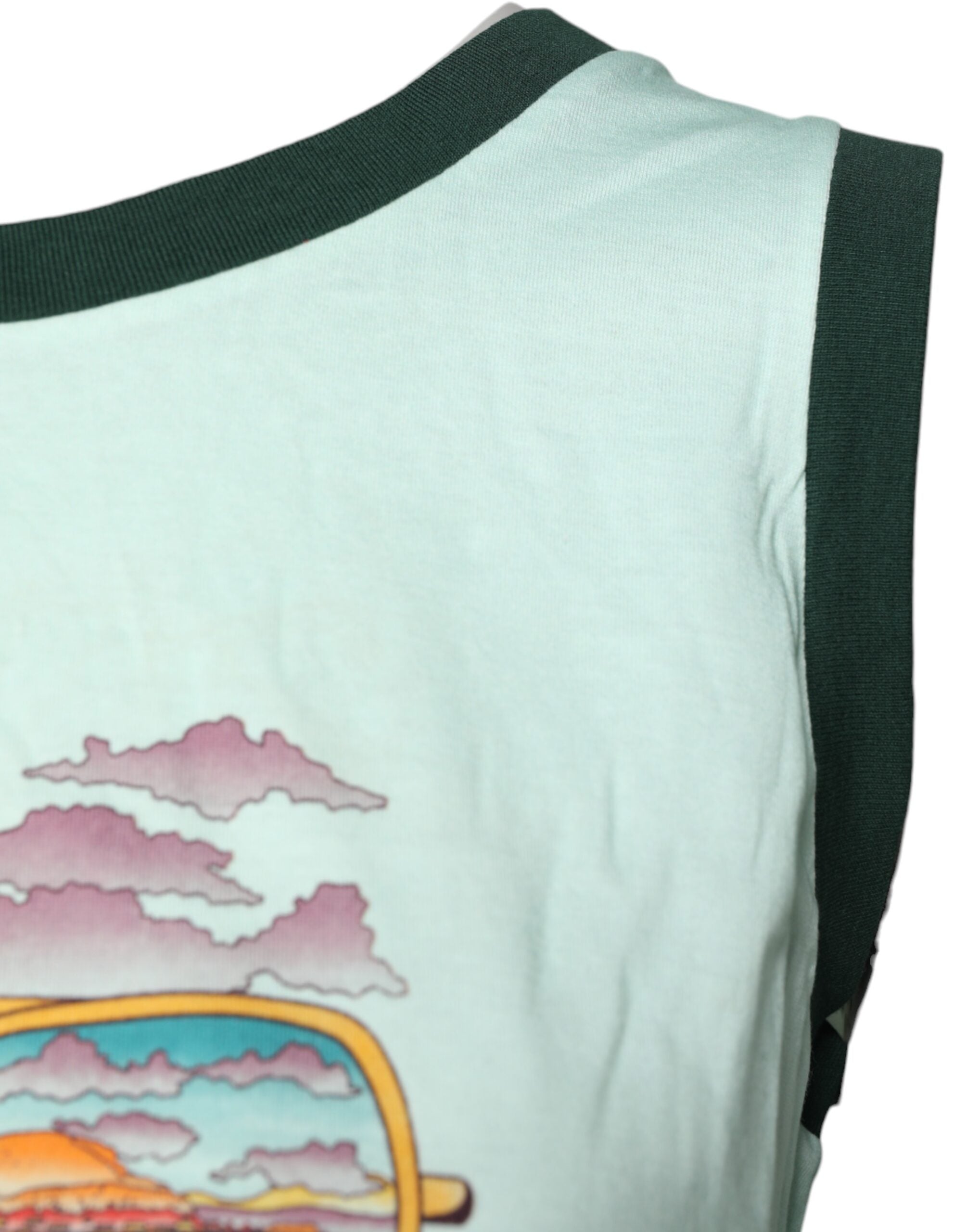 Dolce & Gabbana Light Green Graphic Print Sleeveless Tank T-shirt Dolce & Gabbana