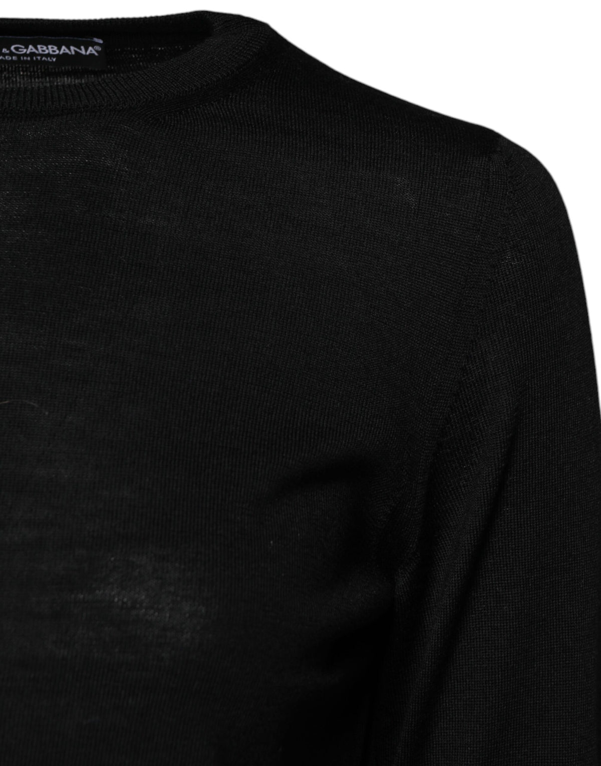 Dolce & Gabbana Black Wool Knit Crew Neck Pullover Sweater