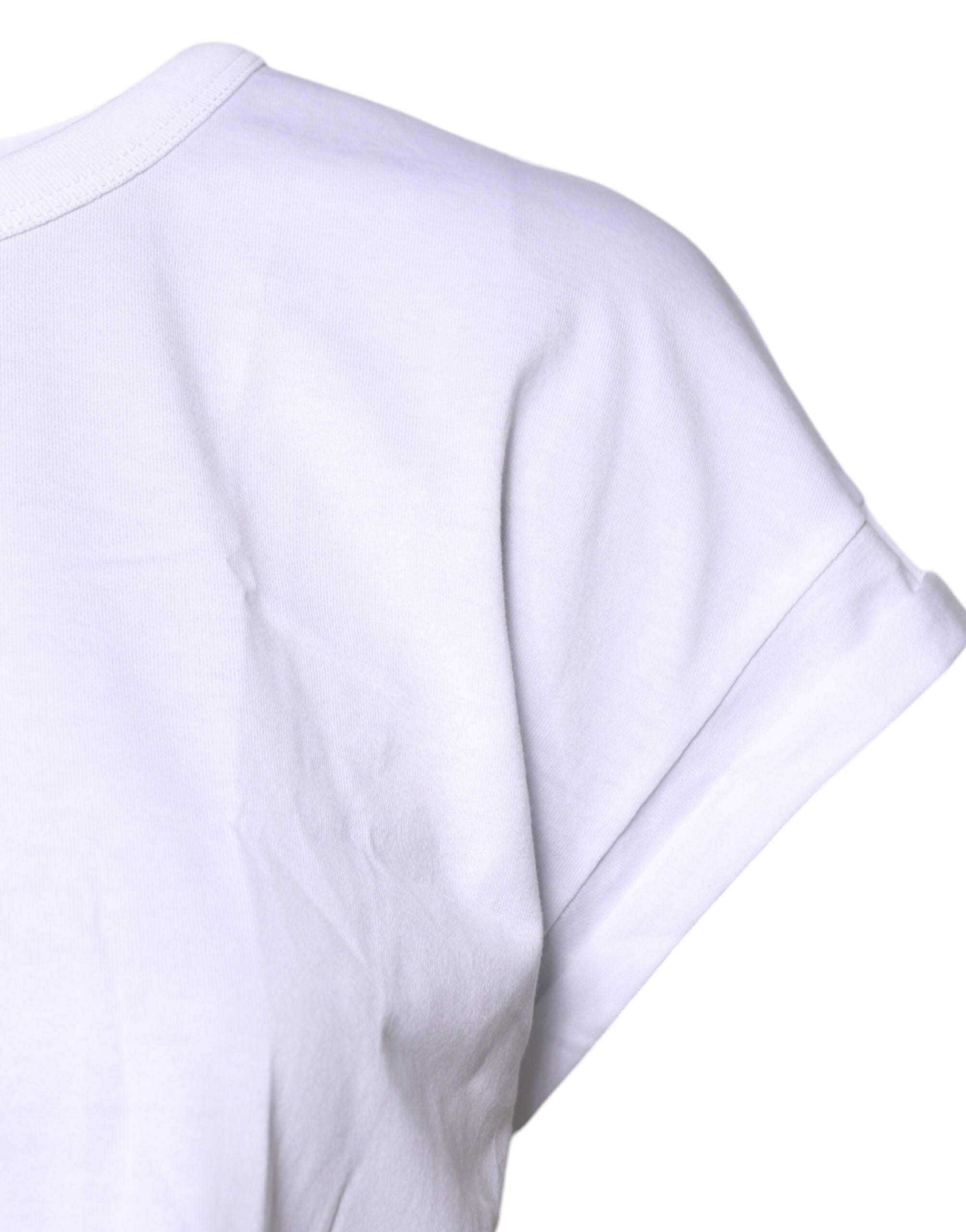Dolce & Gabbana White Cotton Crew Neck Cropped T-shirt Top Dolce & Gabbana
