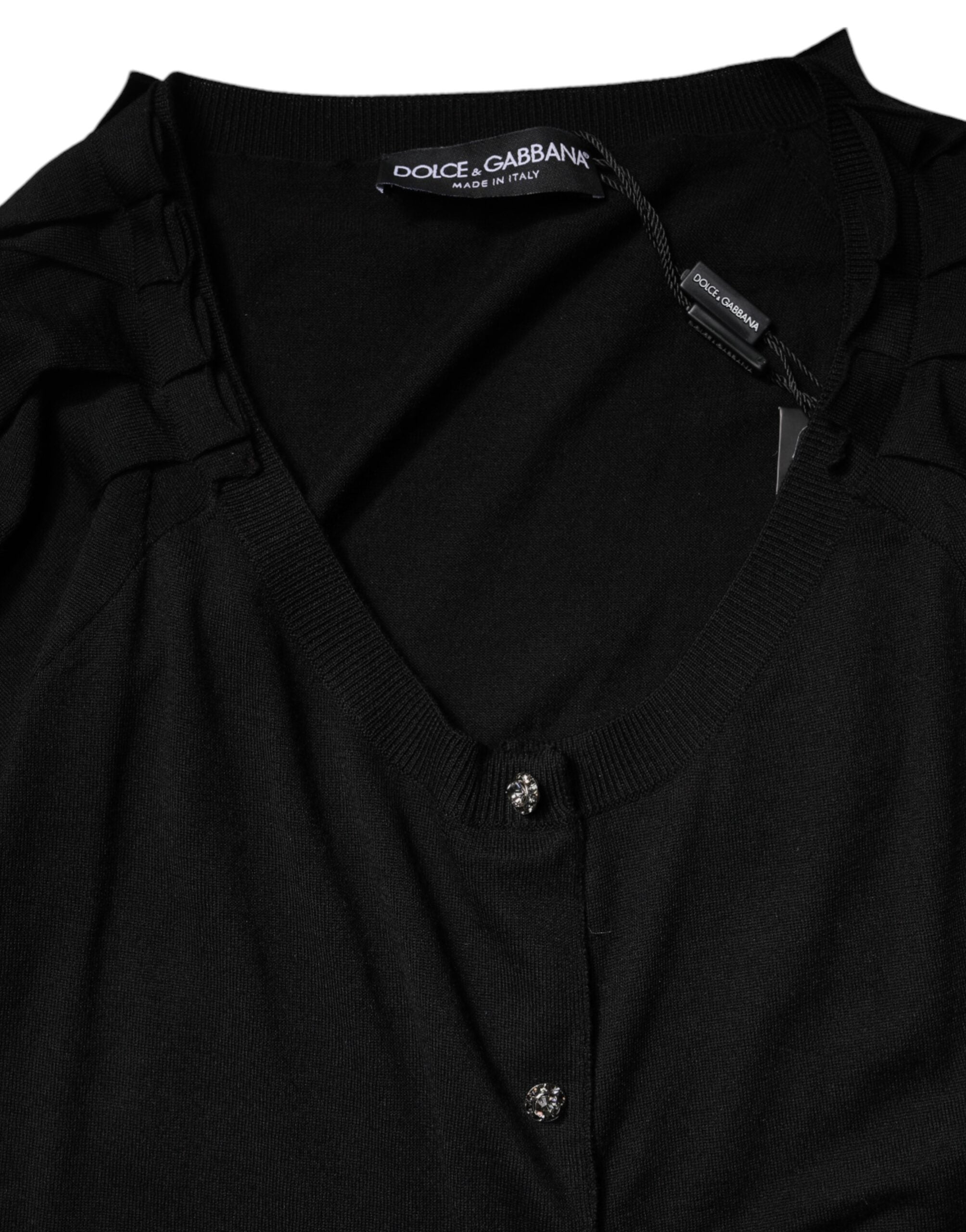 Dolce & Gabbana Black Button Down Short Sleeve Blouse Top Dolce & Gabbana
