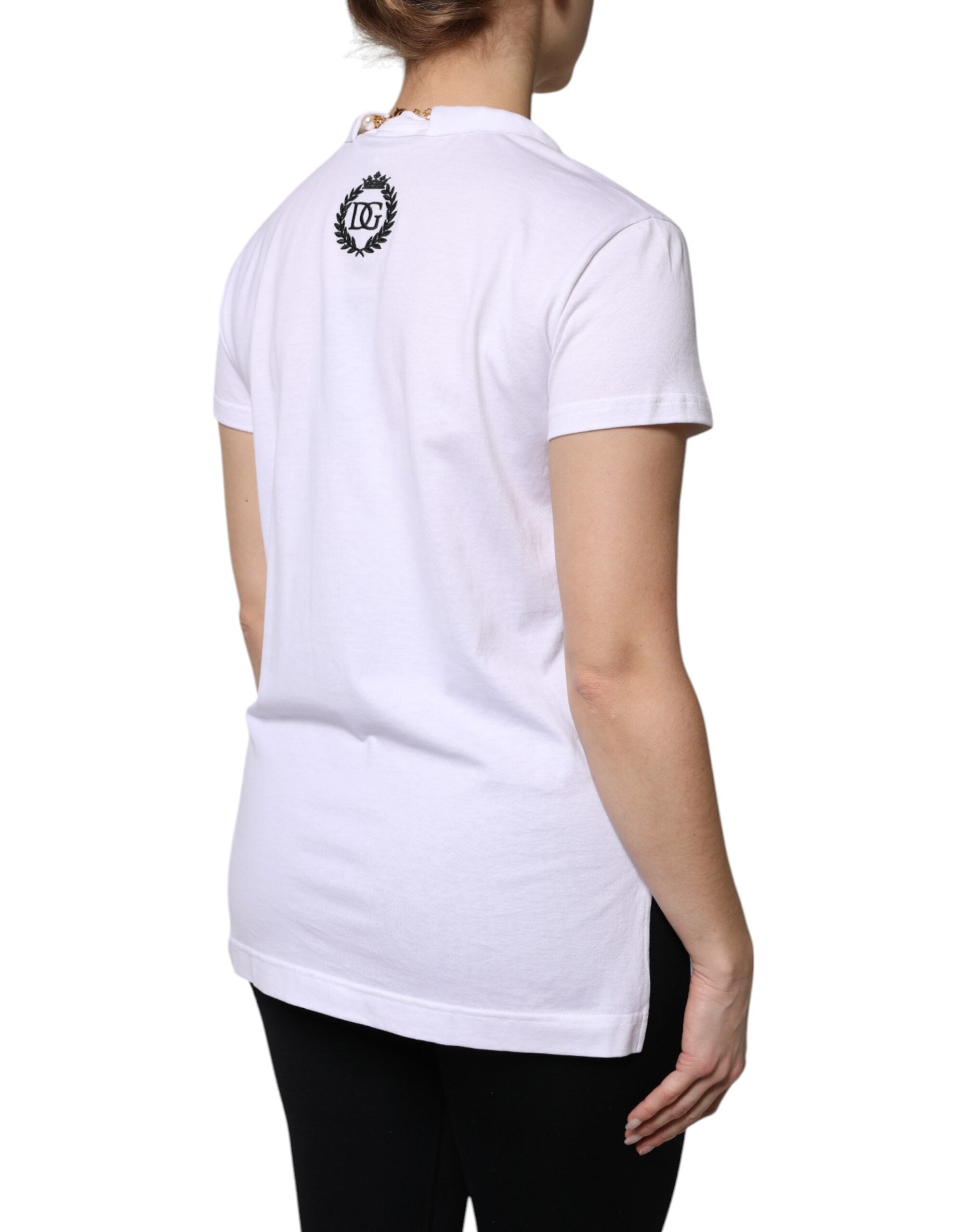 Dolce & Gabbana White Necklace Cotton Short Sleeve T-shirt Dolce & Gabbana