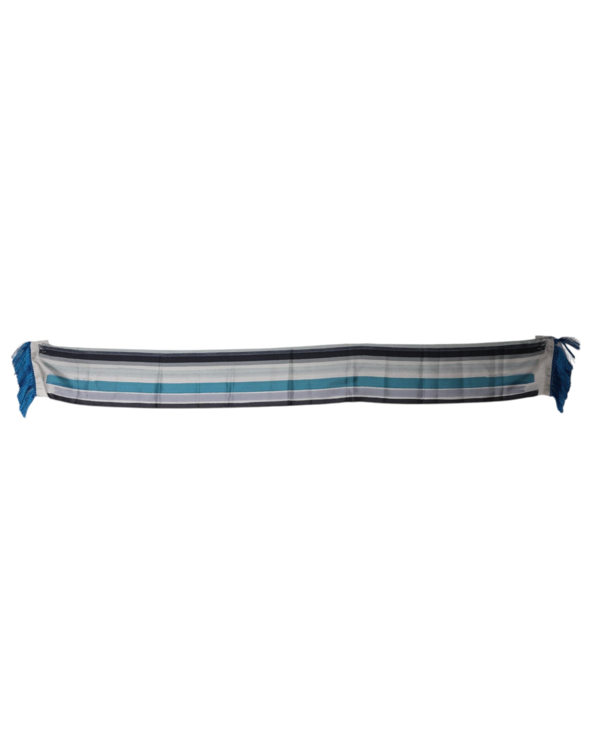 Dolce & Gabbana Multicolor Stripes Silk Fringes Neck Foulard Scarf Dolce & Gabbana