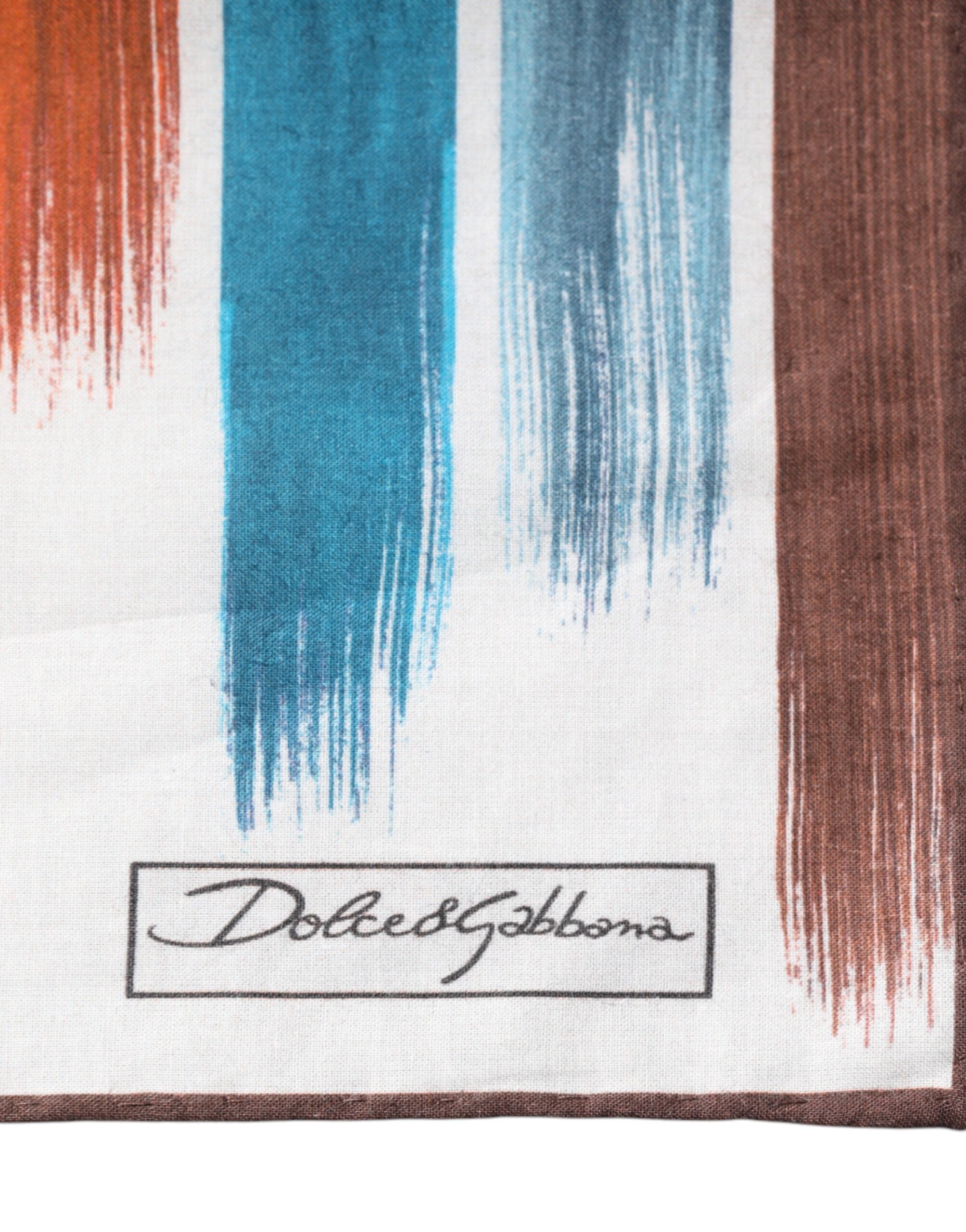 Dolce & Gabbana Multicolor Stripes Cotton Square Foulard Scarf Dolce & Gabbana