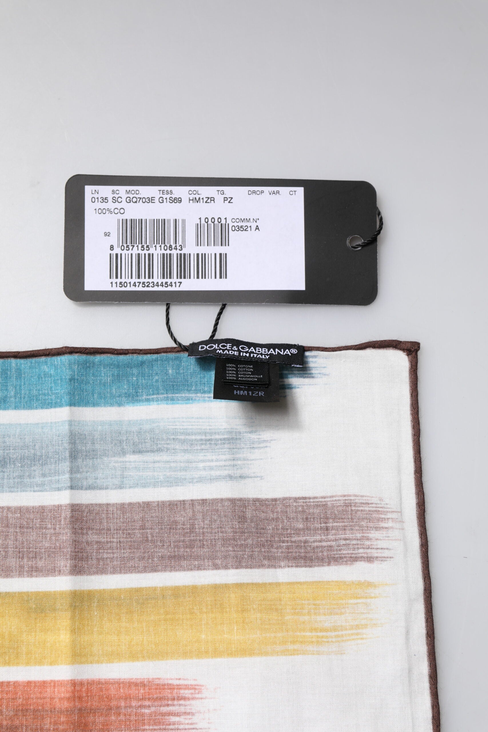 Dolce & Gabbana Multicolor Stripes Cotton Square Foulard Scarf Dolce & Gabbana