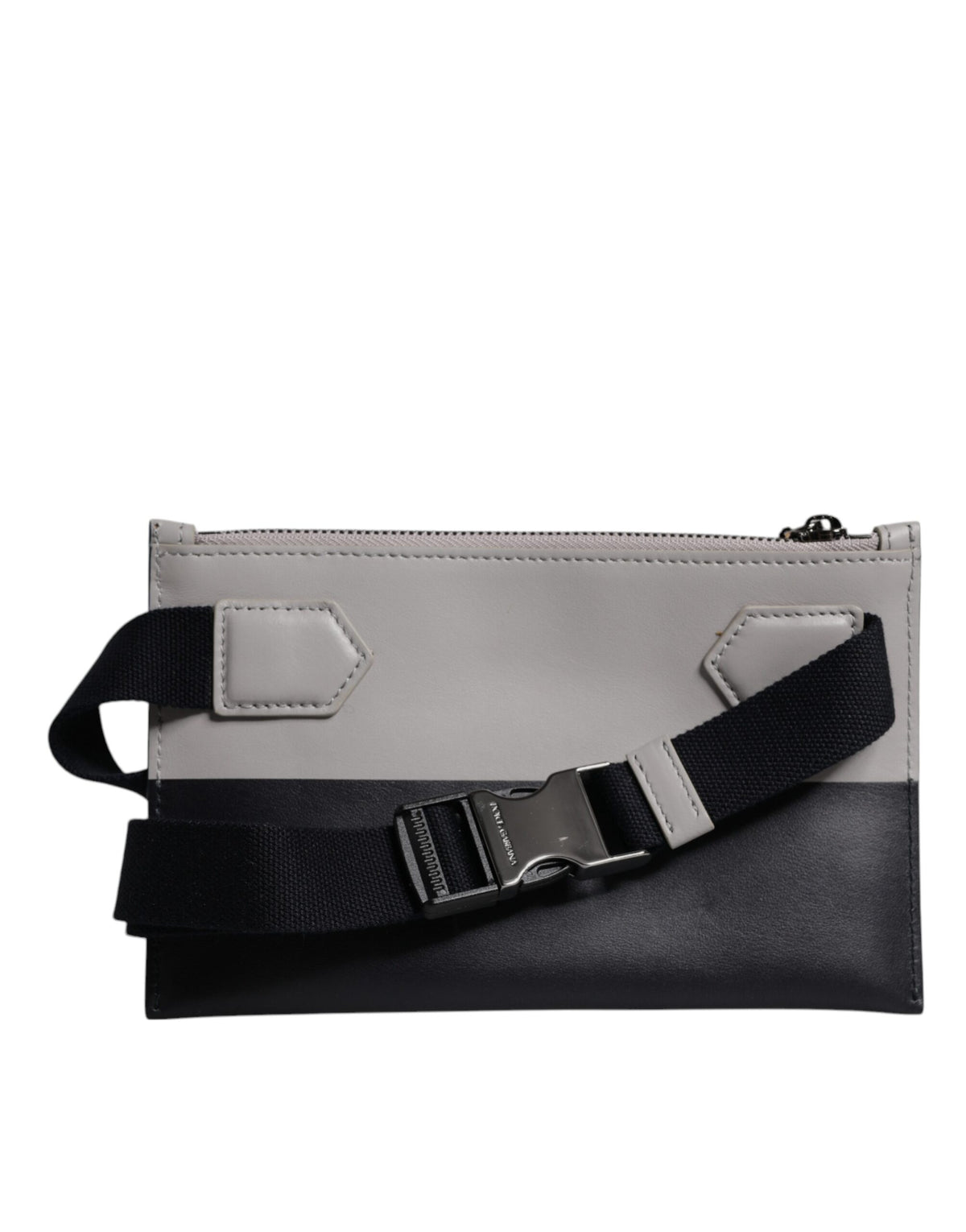 Dolce & Gabbana Black White Leather Logo Embossed Crossbody Bag