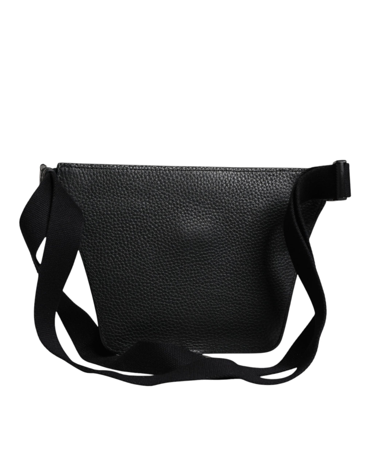 Dolce & Gabbana Black Calfskin Logo Plaque Belt Waist Men Fanny Pack Bag
