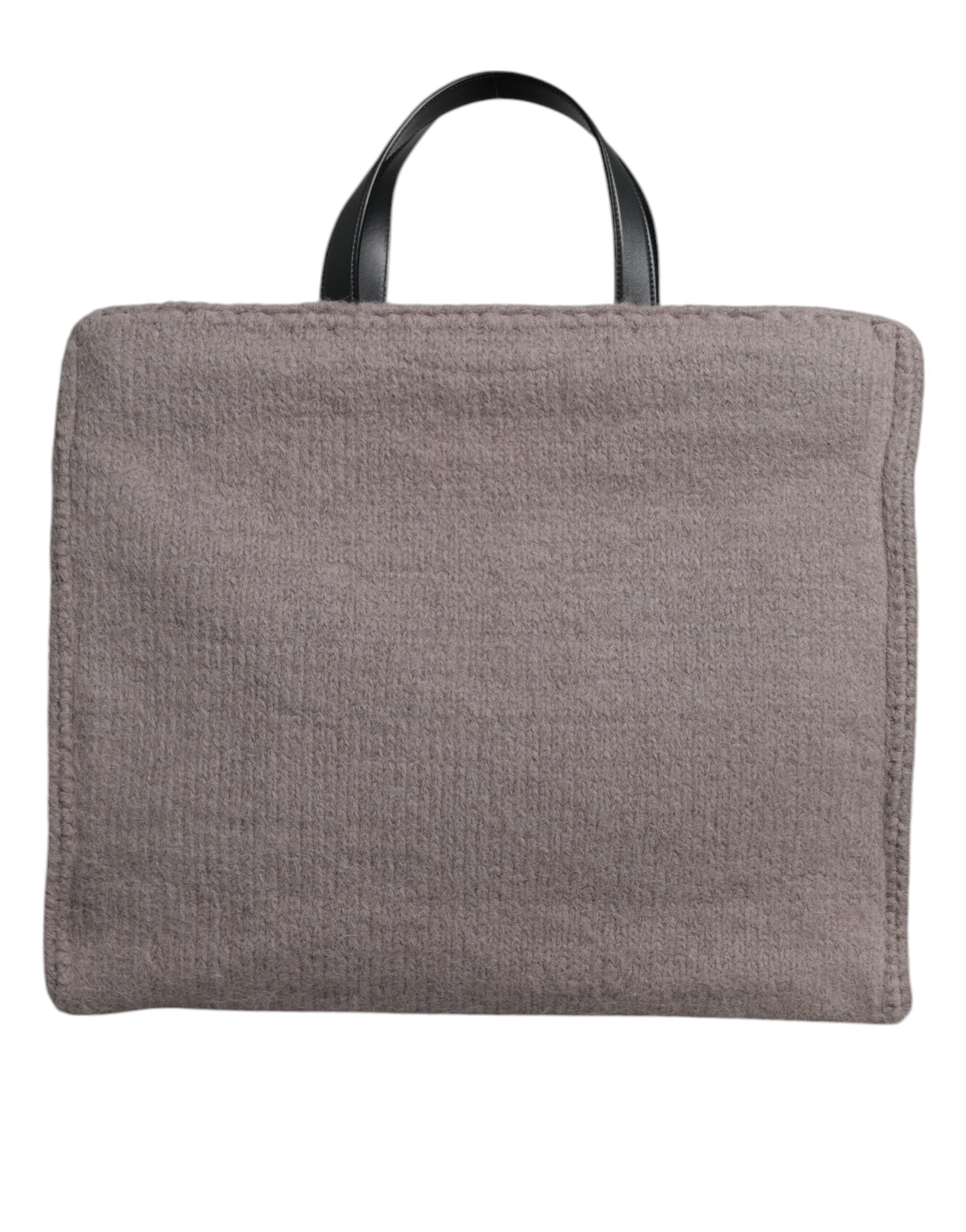 Dolce & Gabbana Grey Alpaca Wool Logo Plaque Tote Shoulder Bag Dolce & Gabbana