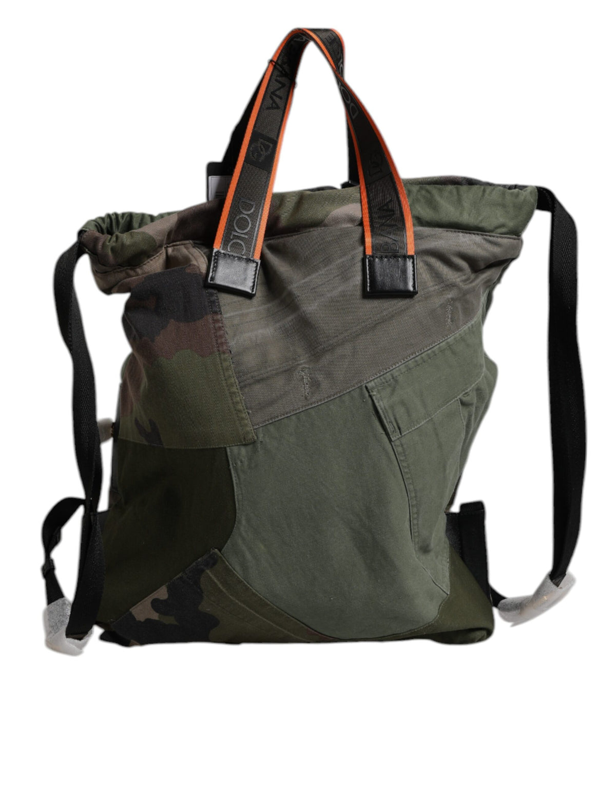 Dolce & Gabbana Military Green Patchwork Rucksack Backpack Bag