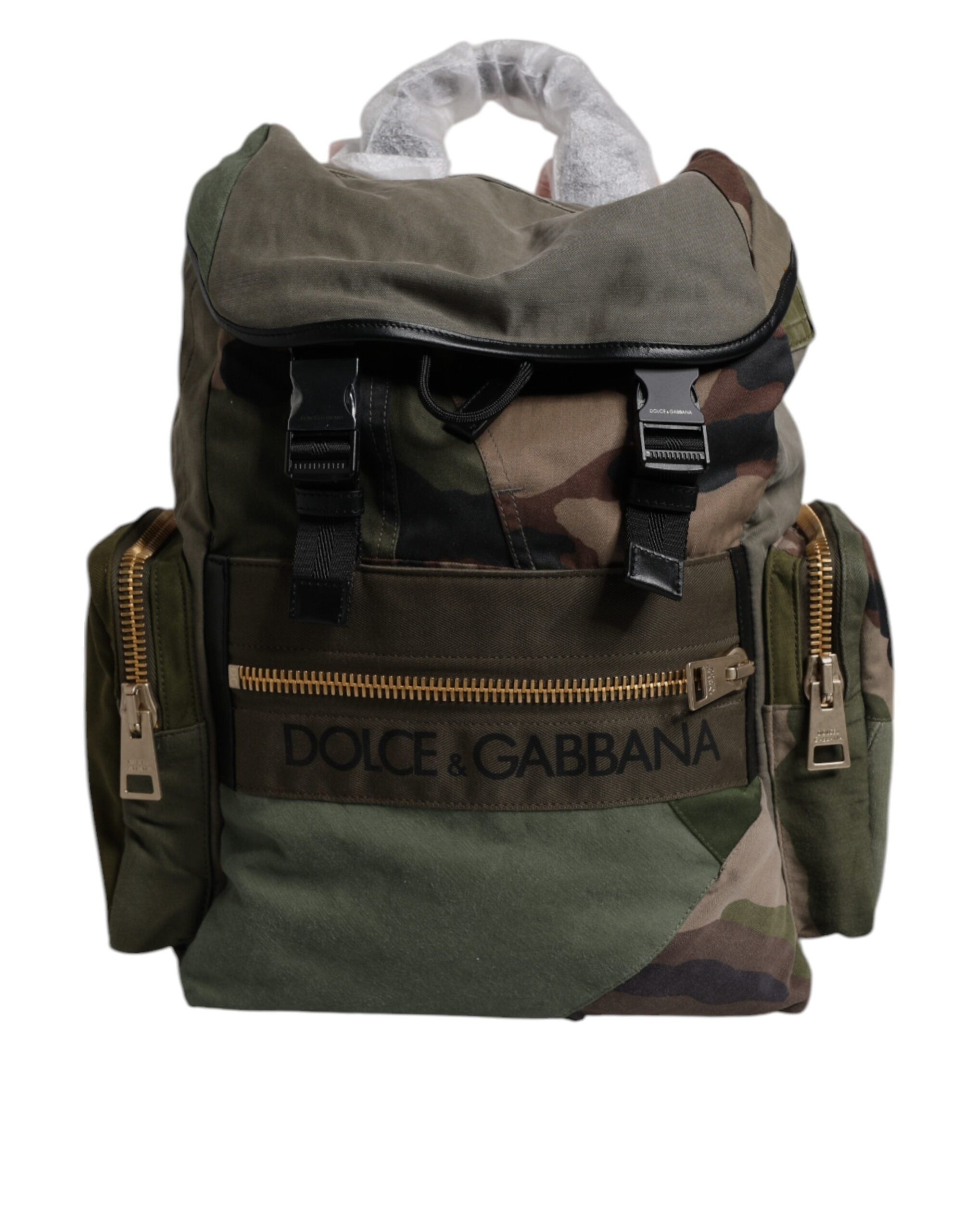 Dolce & Gabbana Military Green Patchwork Travel Backpack Bag Dolce & Gabbana