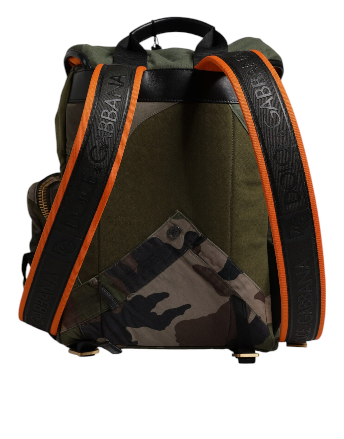 Dolce & Gabbana Military Green Patchwork Travel Backpack Bag