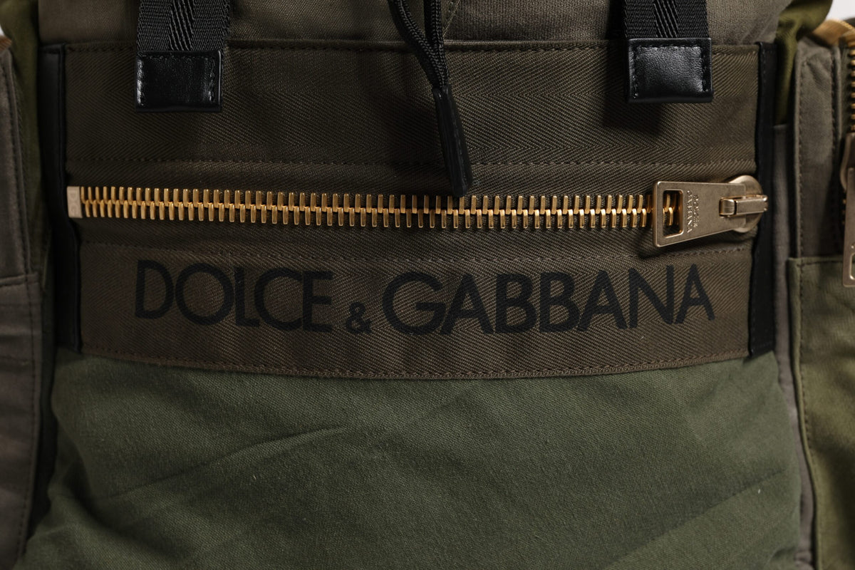 Dolce & Gabbana Military Green Patchwork Travel Backpack Bag
