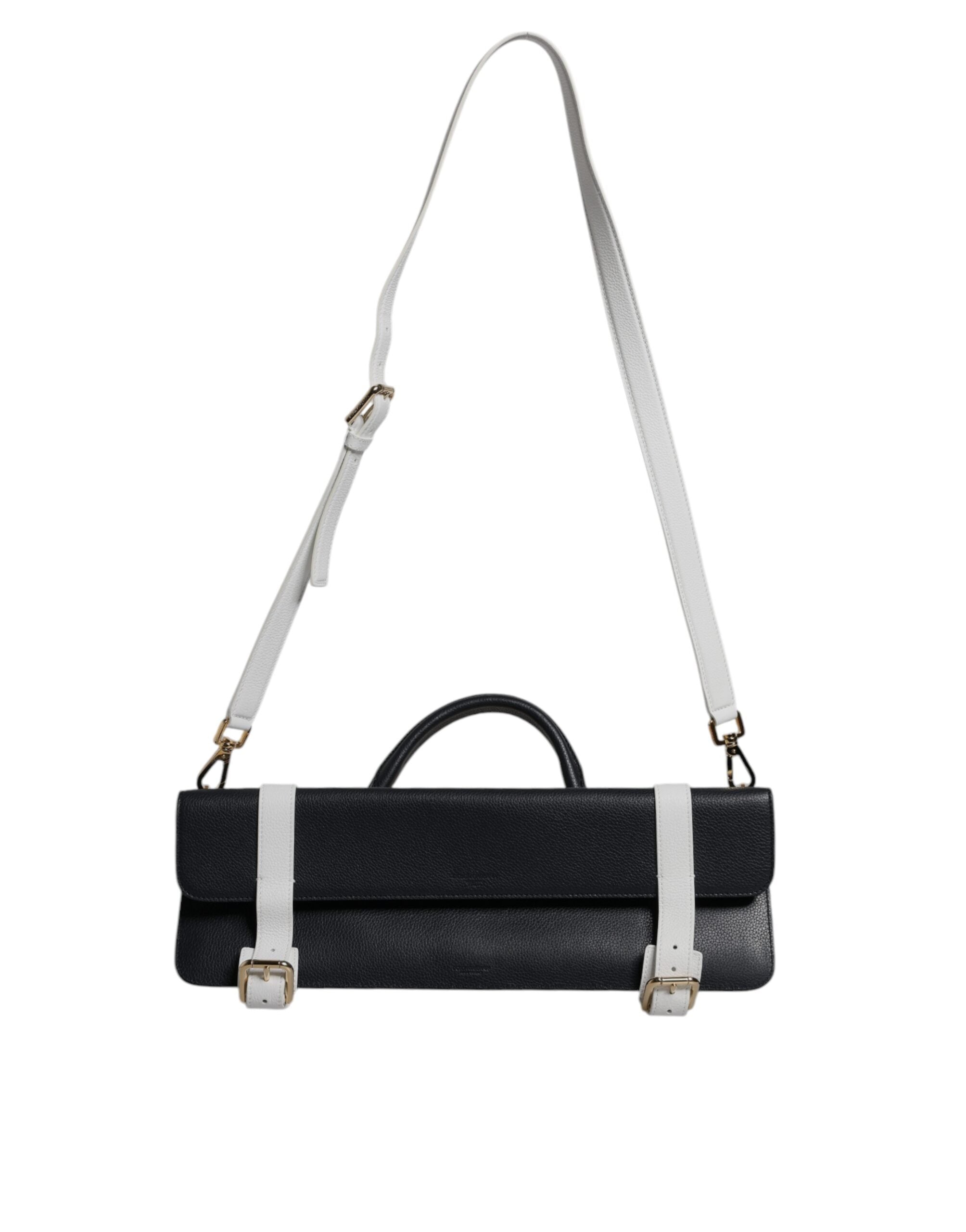 Dolce & Gabbana Blue White Calfskin Leather Crossbody Shoulder Bag Dolce & Gabbana