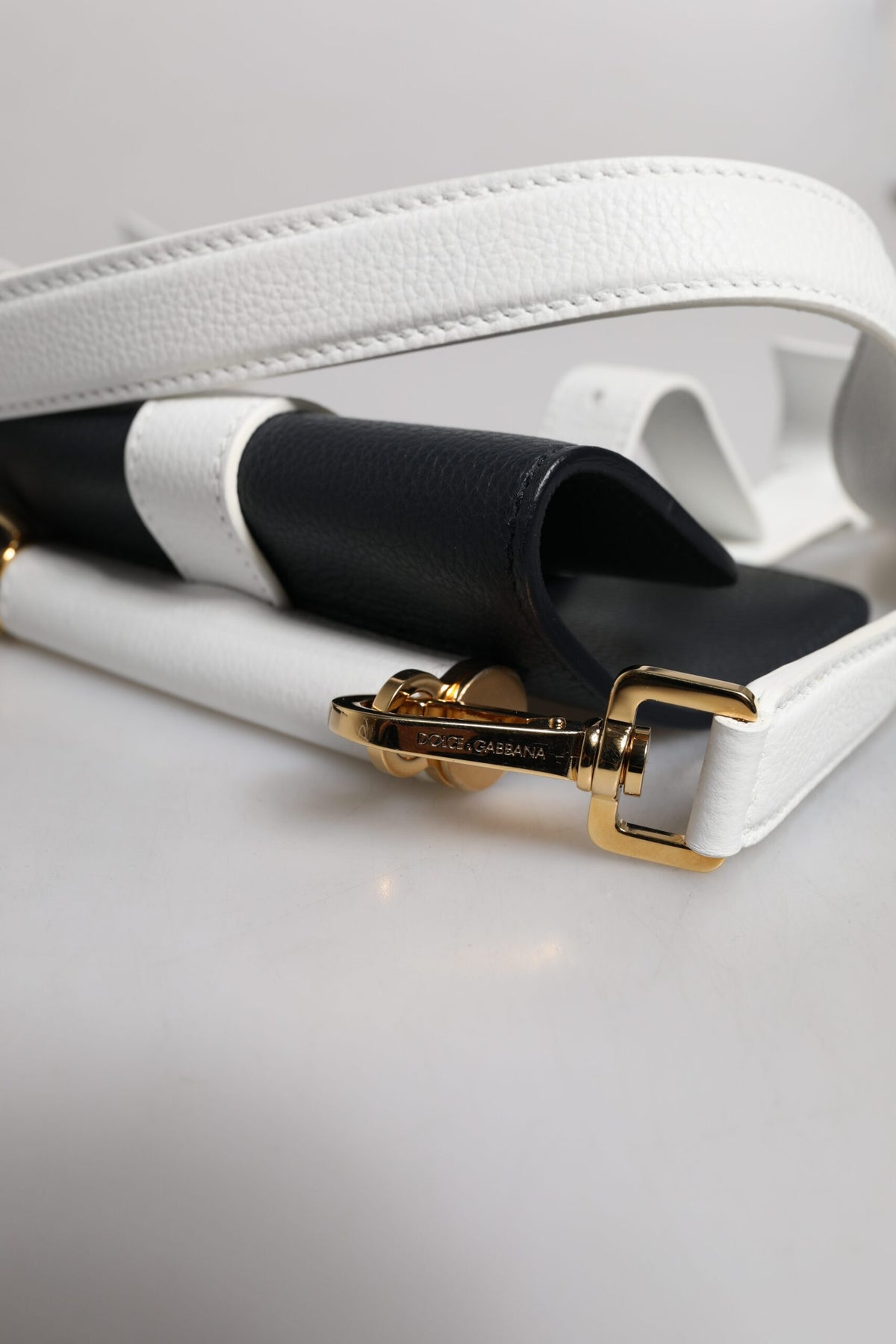 Dolce & Gabbana Blue White Calfskin Leather Crossbody Shoulder Bag