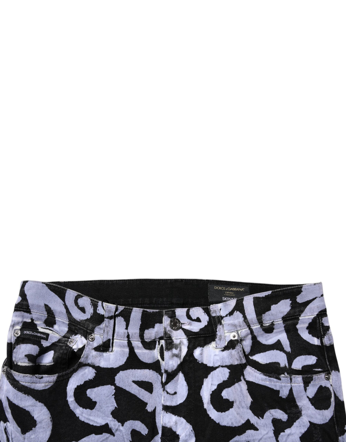 Dolce & Gabbana Black Logo Monogram Cotton Skinny Denim Jeans