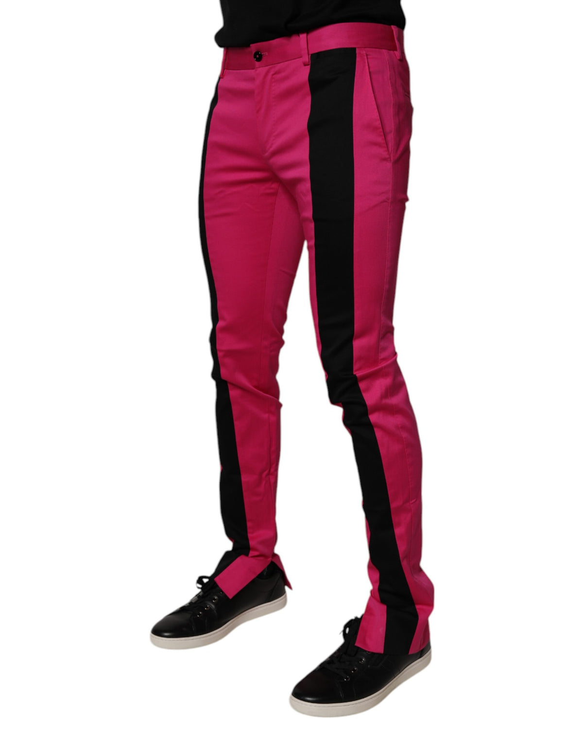 Dolce & Gabbana Pink Black Stripe Slim Fit Men Dress Pants