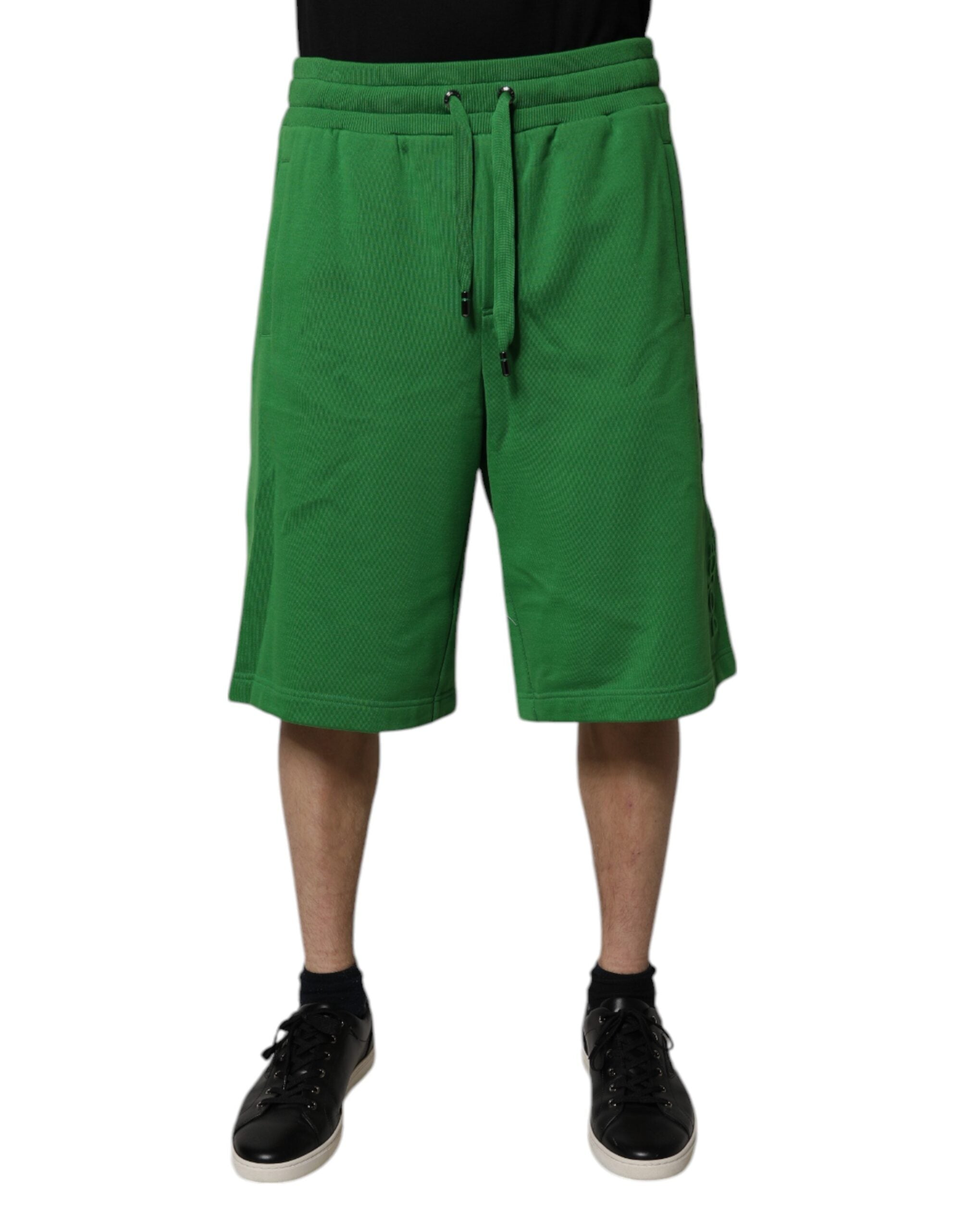 Dolce & Gabbana Green Cotton Men Sweatshorts Bermuda Shorts Dolce & Gabbana
