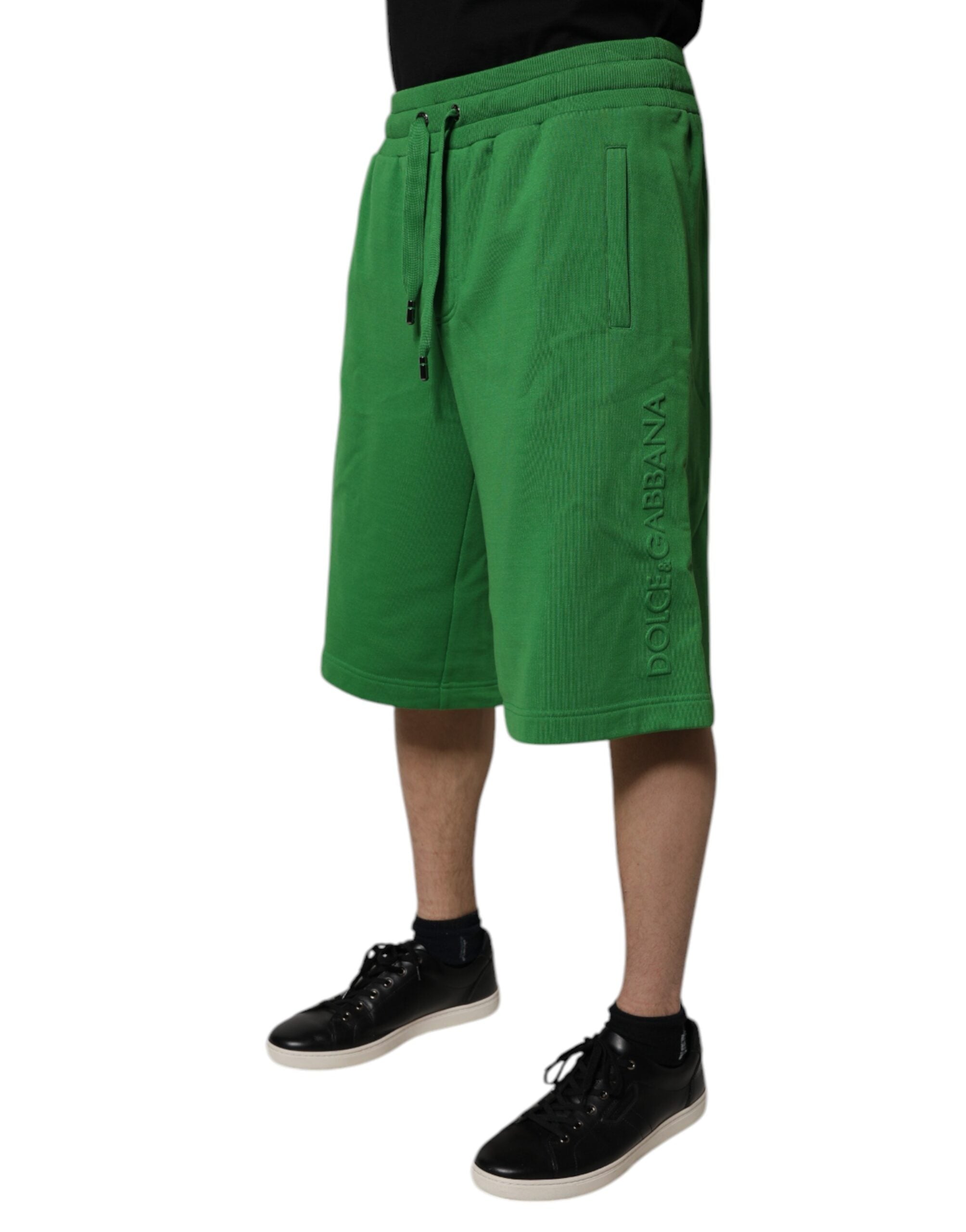 Dolce & Gabbana Green Cotton Men Sweatshorts Bermuda Shorts Dolce & Gabbana