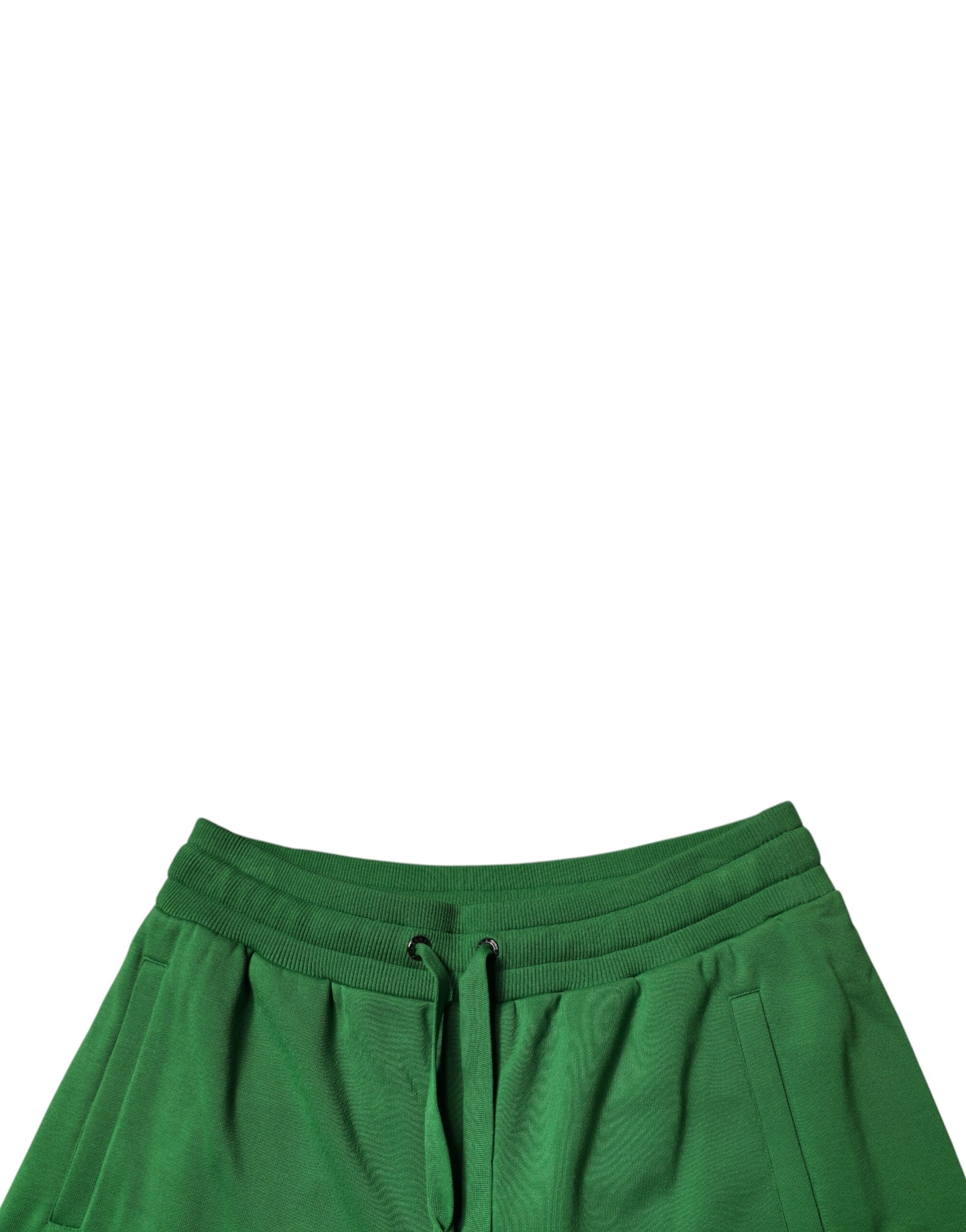 Dolce & Gabbana Green Cotton Men Sweatshorts Bermuda Shorts Dolce & Gabbana