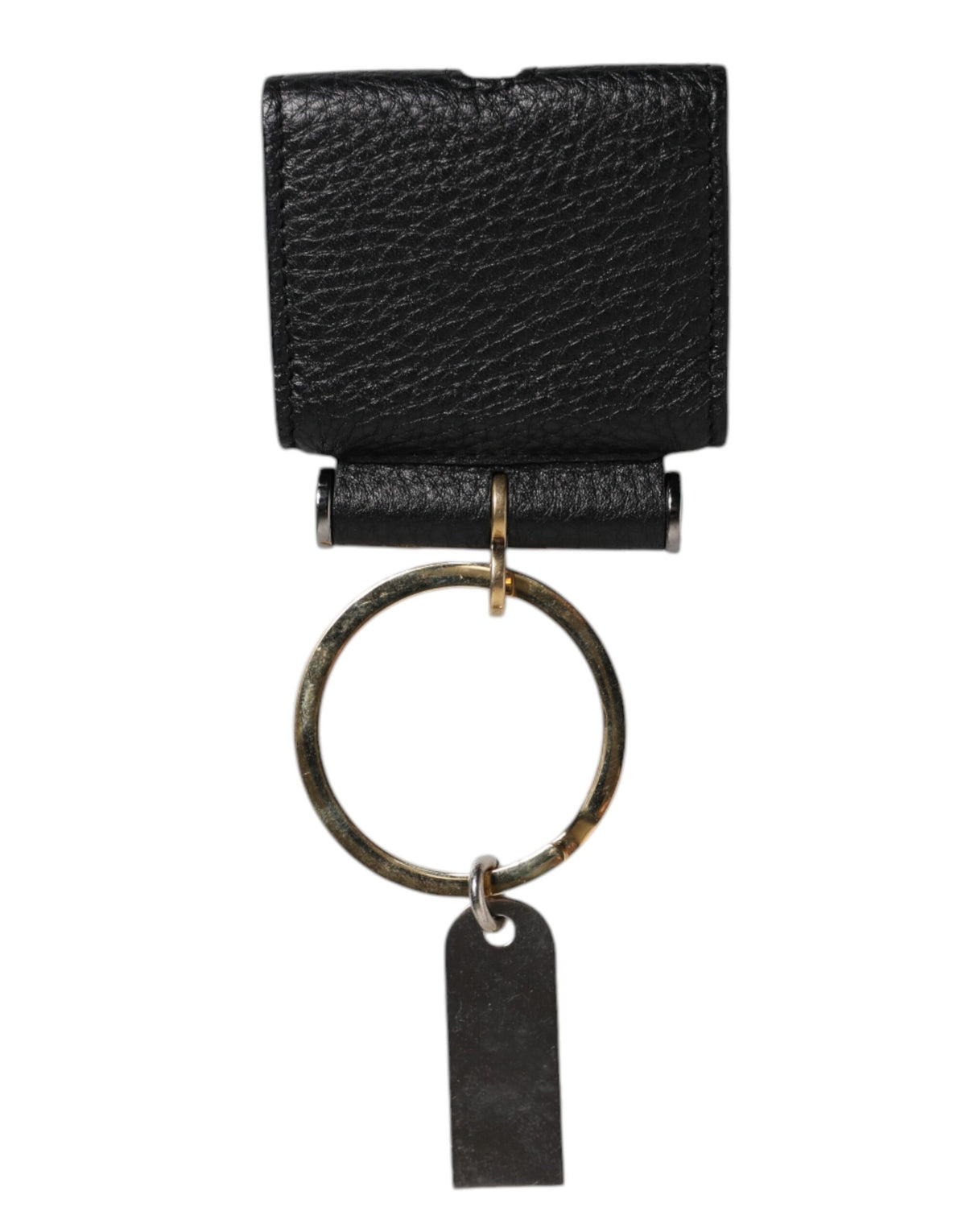 Dolce & Gabbana Black Leather Strap Gold Metal Logo Plaque Airpods Case