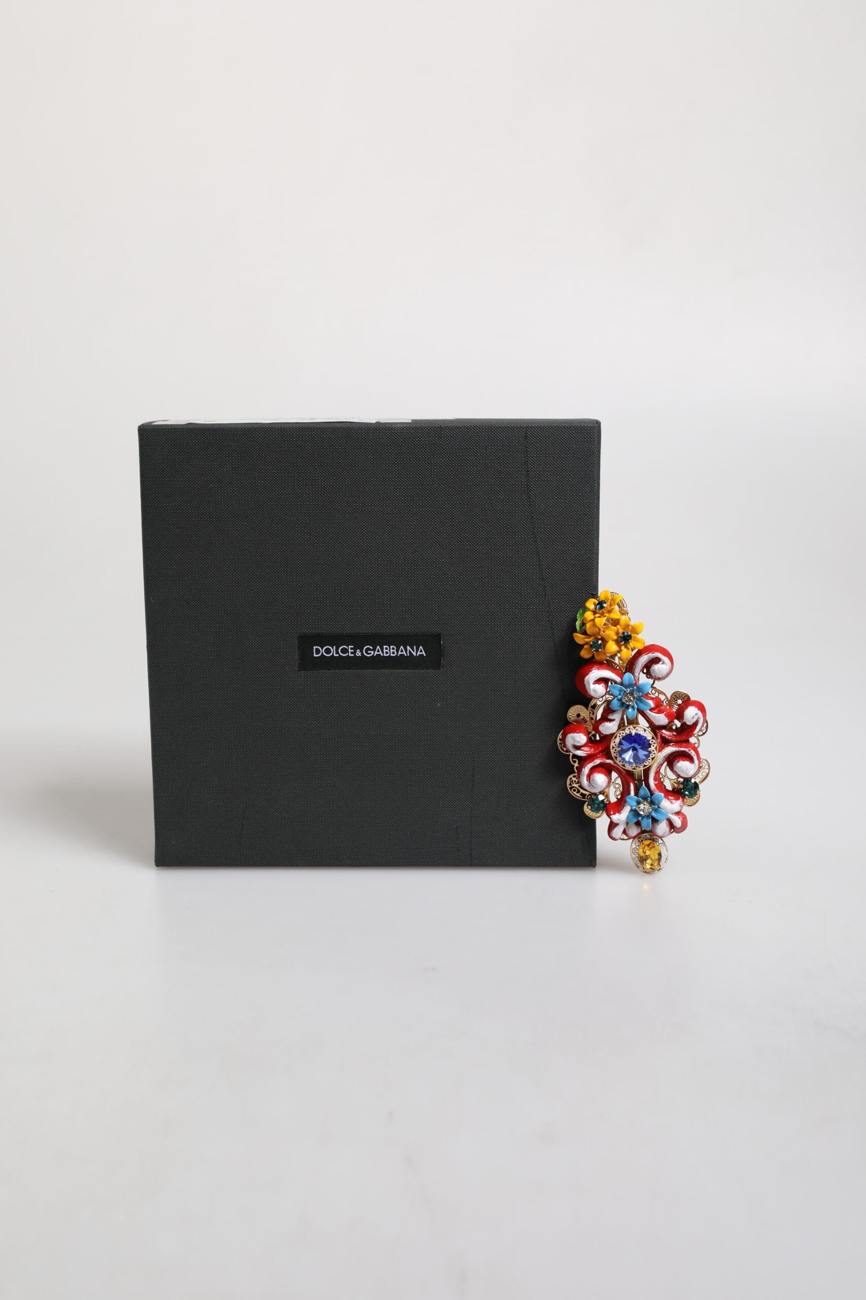 Dolce & Gabbana Multicolor Spring CARRETTO Gold Brass Crystal Hair Clip Dolce & Gabbana