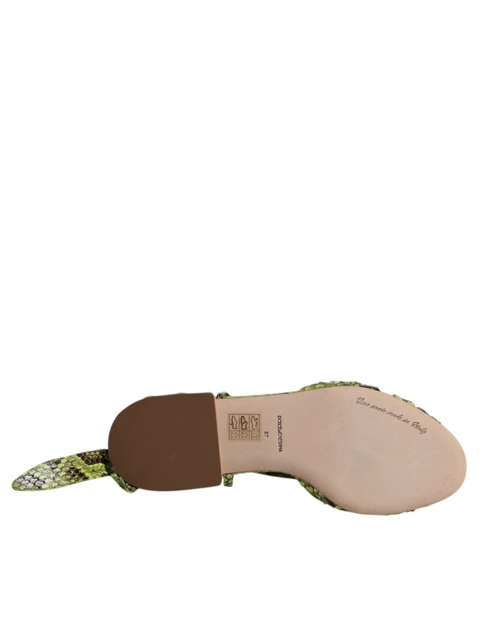 Dolce & Gabbana Green Animal Print Ankle Wrap Sandals Shoes Dolce & Gabbana