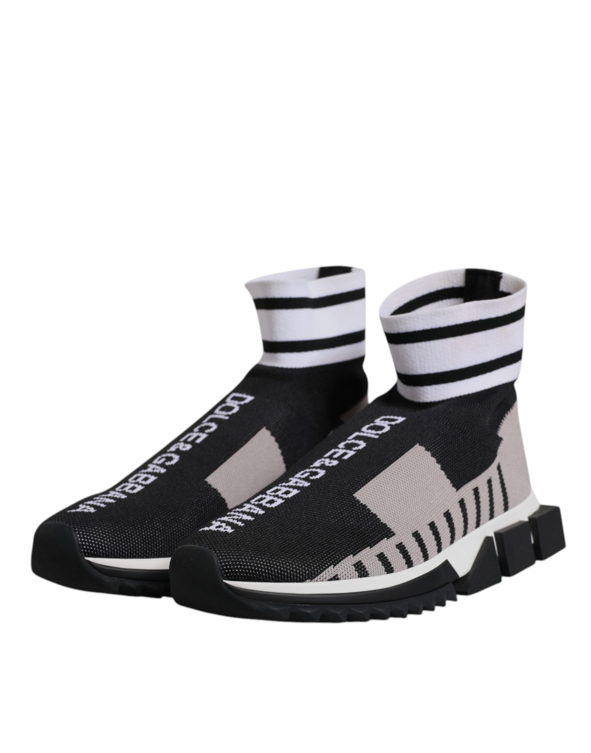 Dolce & Gabbana Black Gray Sorrento Socks Women Sneakers Shoes Dolce & Gabbana