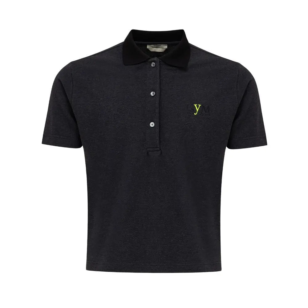 Fendi Black Cotton Polo Shirt Fendi