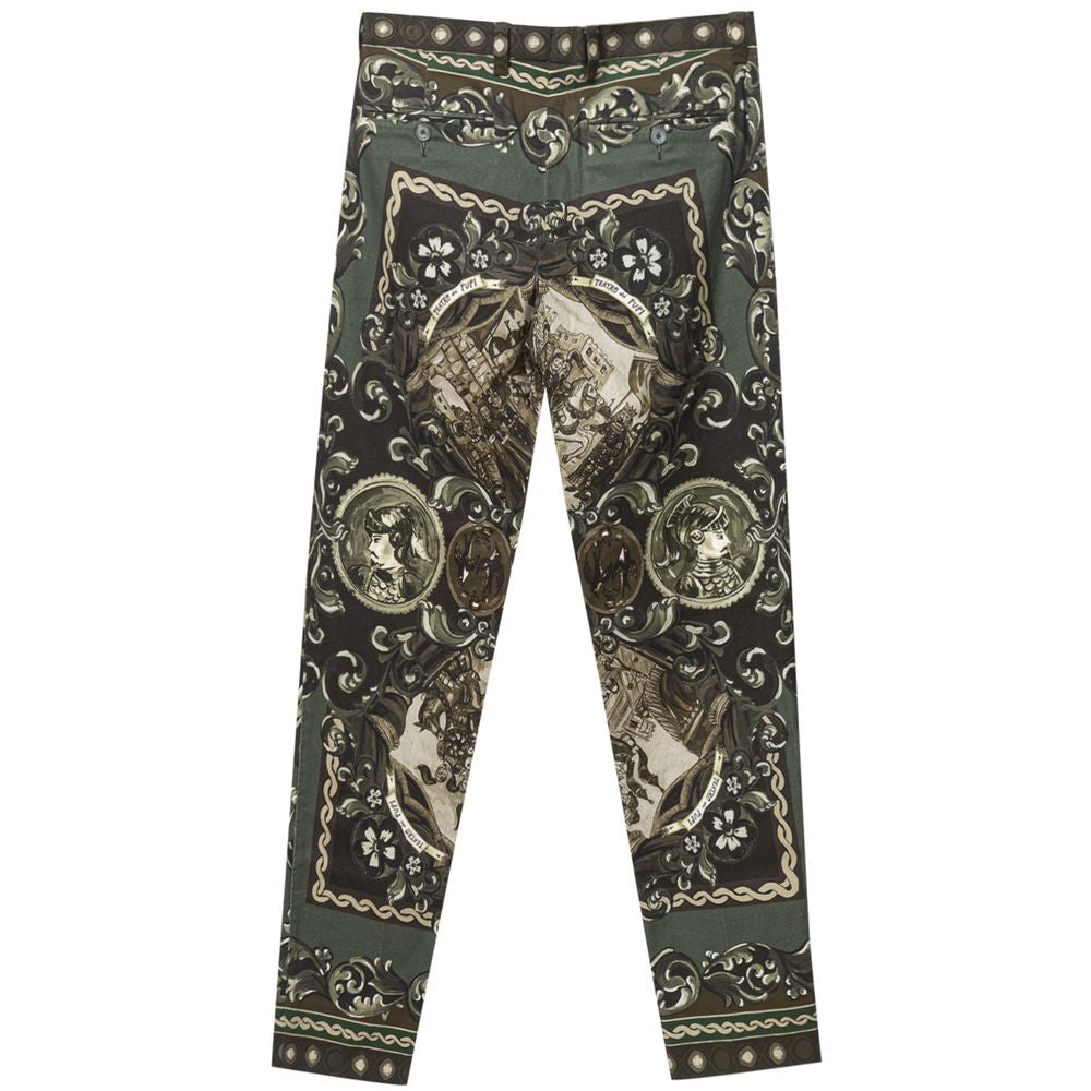 Dolce & Gabbana Green Cotton Casual Pants Dolce & Gabbana