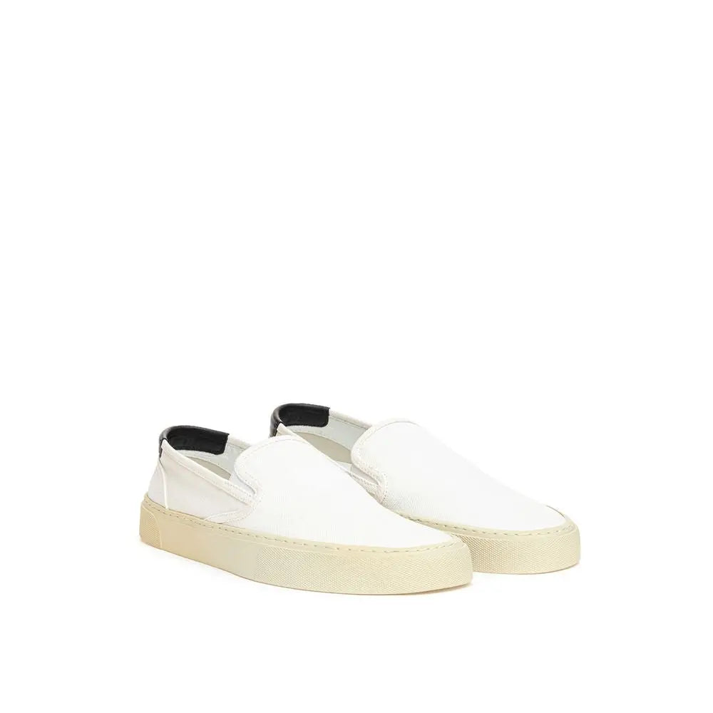 Saint Laurent White Cotton Low Top Sneakers Saint Laurent