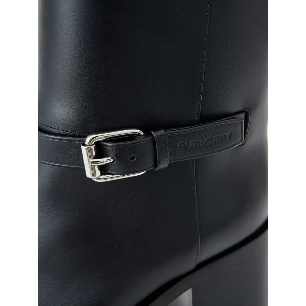 Burberry Black Leather Ankle Boots Burberry